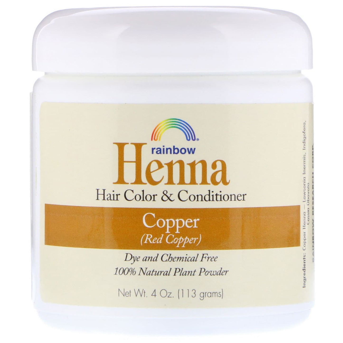 Rainbow Research, Henna, Hair Color and Conditioner, Copper, 4 oz (113 g) UPC 000518400057 | Hilife Vitamins