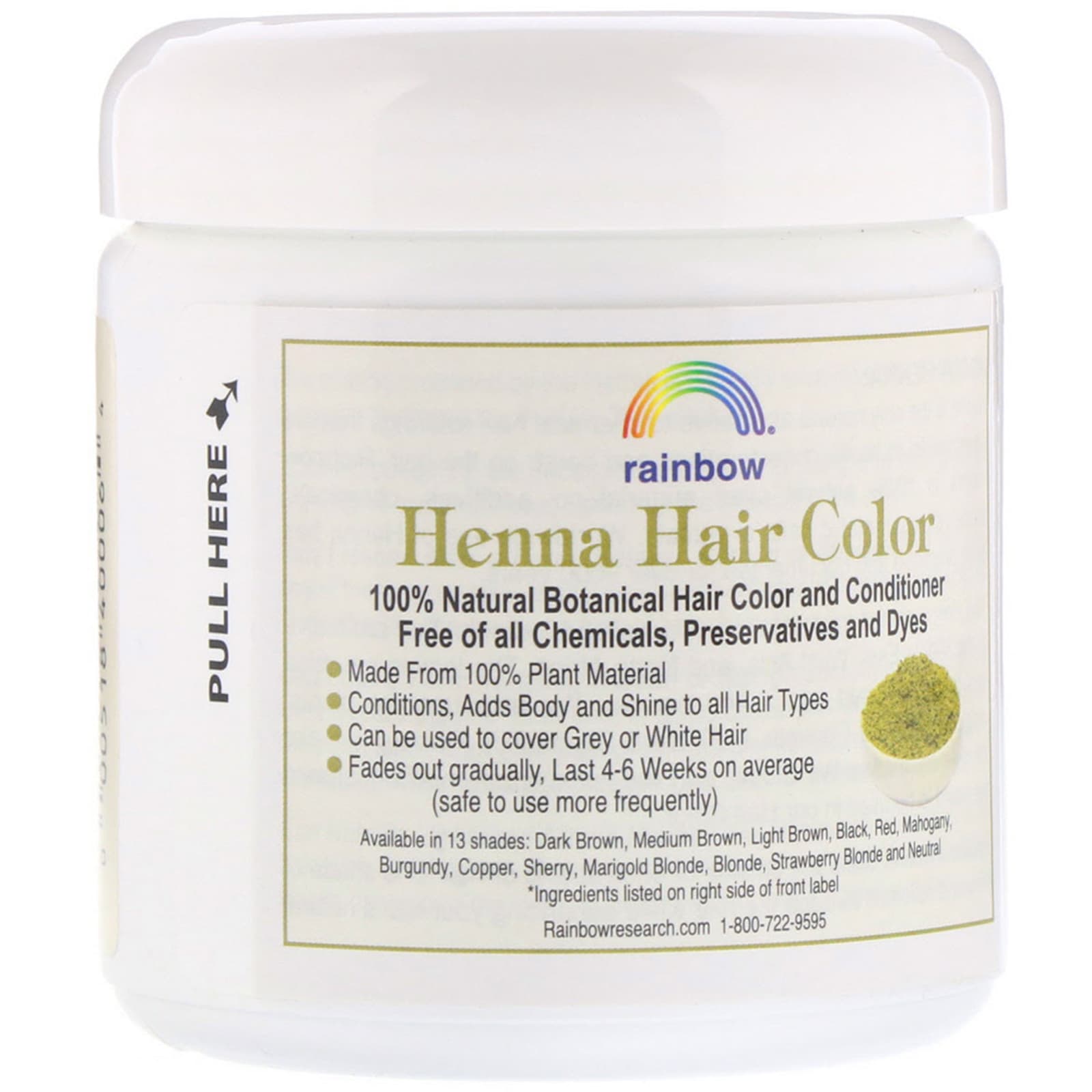Rainbow Research, Henna, Hair Color & Conditioner, Sherry (Light Auburn), 4 oz (113 g) - [product_sku] | HiLife Vitamins