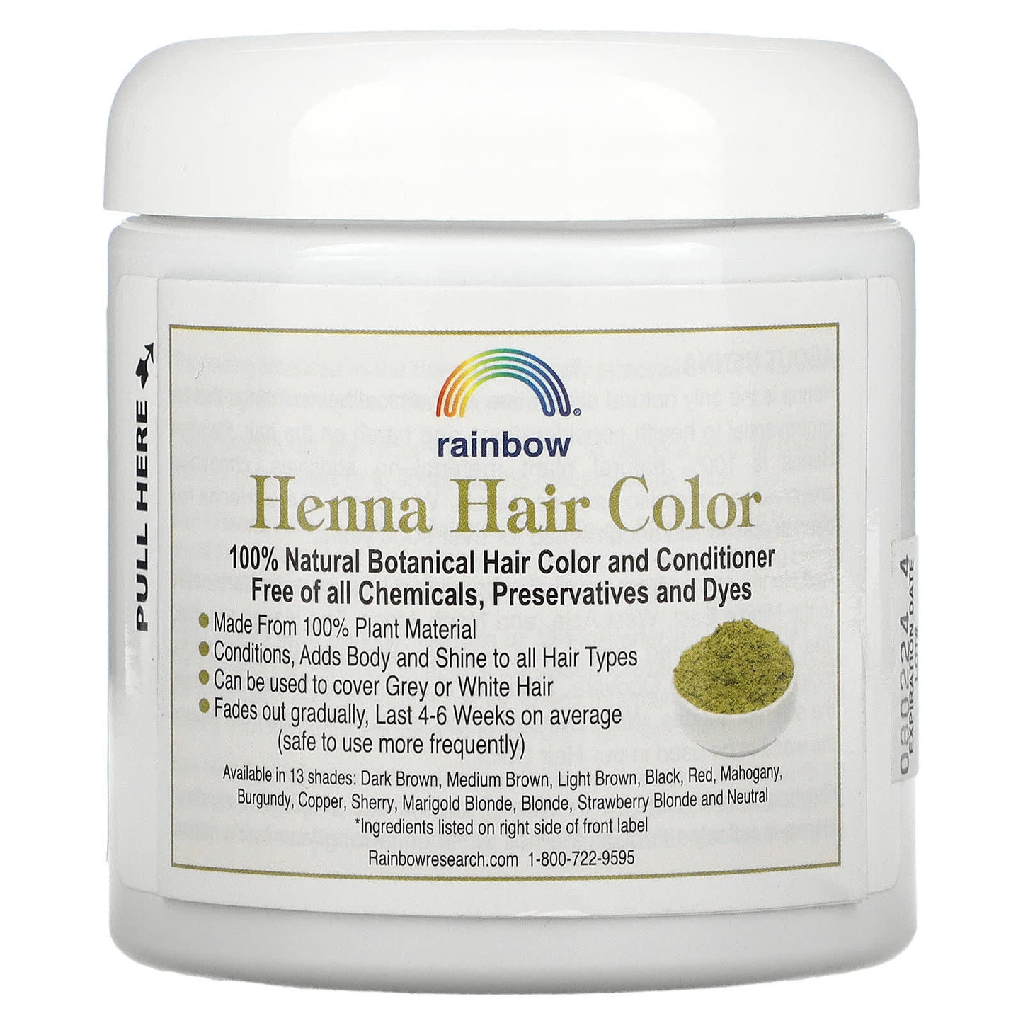 Rainbow Research, Henna, Colorless Conditioner, Neutral, 4 oz (113 g) UPC 000518400101 | Hilife Vitamins