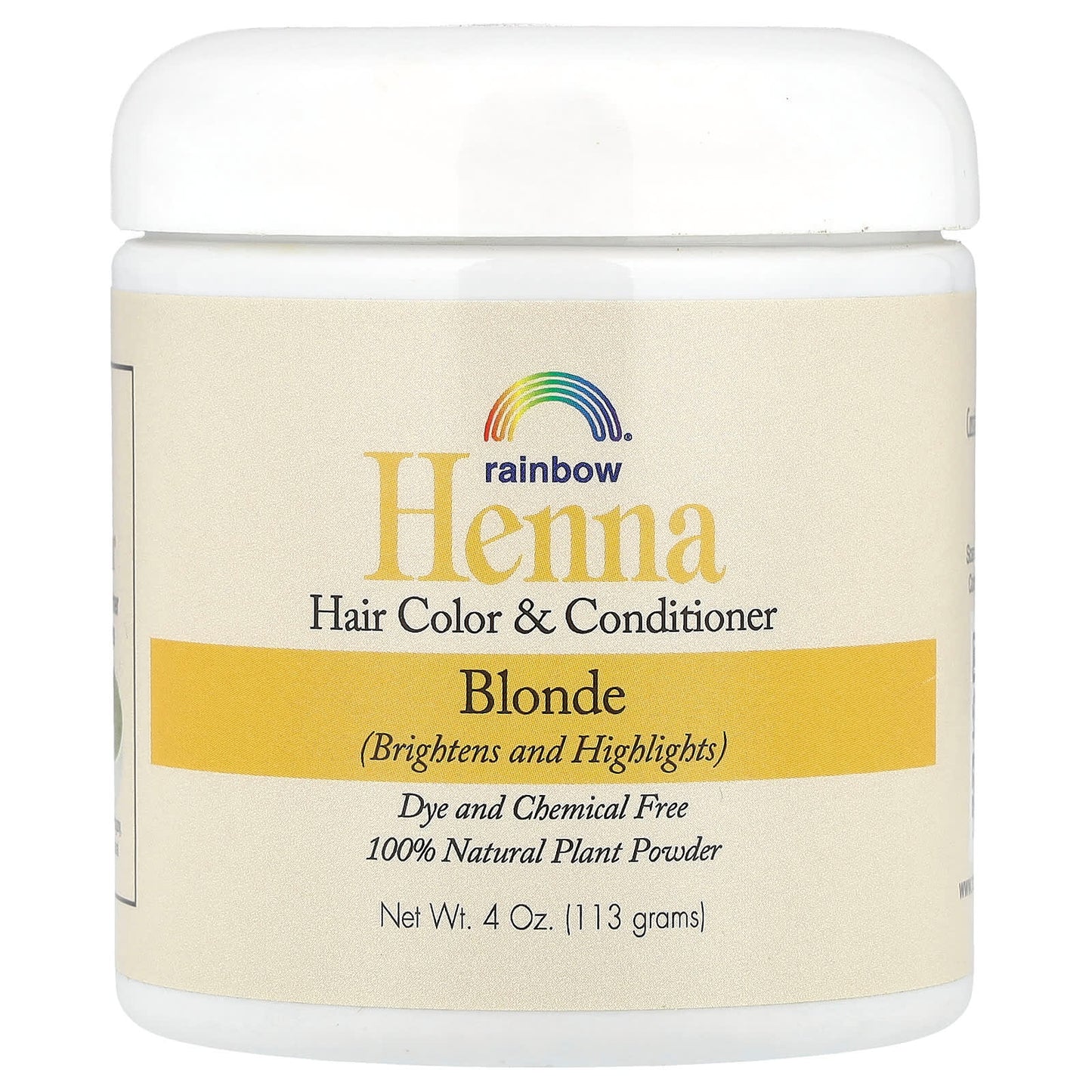 Rainbow Research, Henna, Hair Color and Conditioner, Blonde, 4 oz (113 g) UPC 000518400118 | Hilife Vitamins