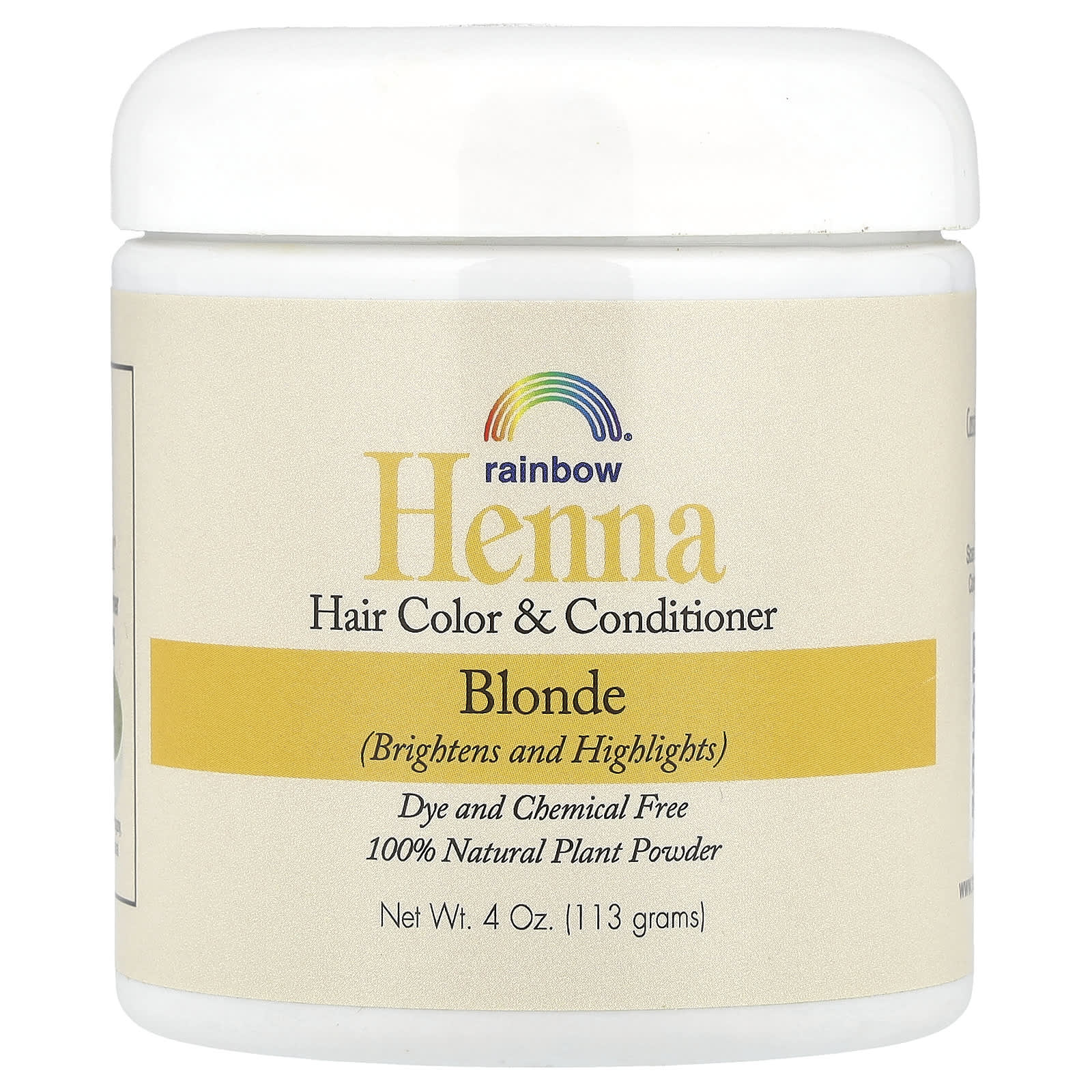 Rainbow Research, Henna, Hair Color and Conditioner, Blonde, 4 oz (113 g) UPC 000518400118 | Hilife Vitamins