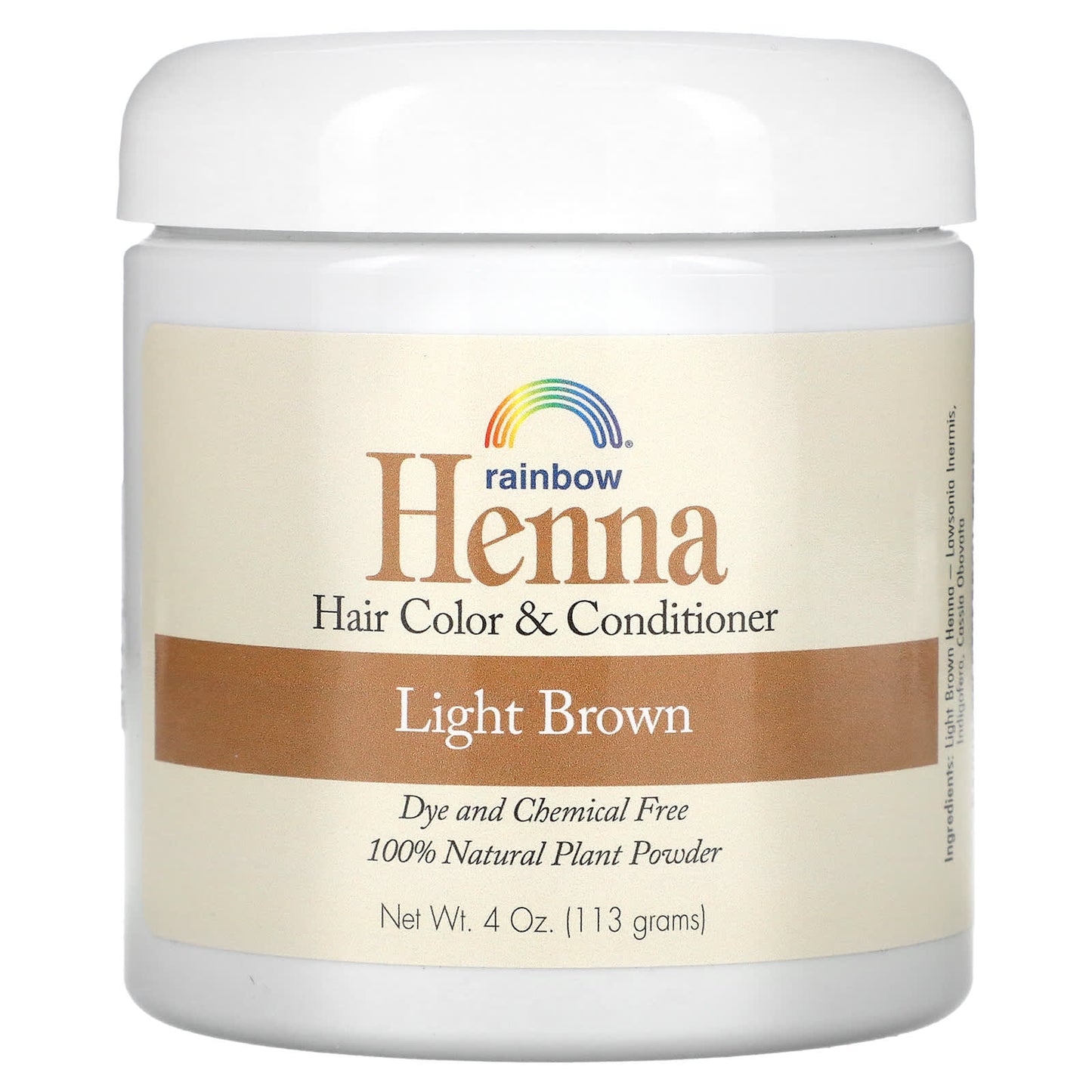 Rainbow Research, Henna, Hair Color and Conditioner, Light Brown, 4 oz (113 g) UPC 000518400132 | Hilife Vitamins