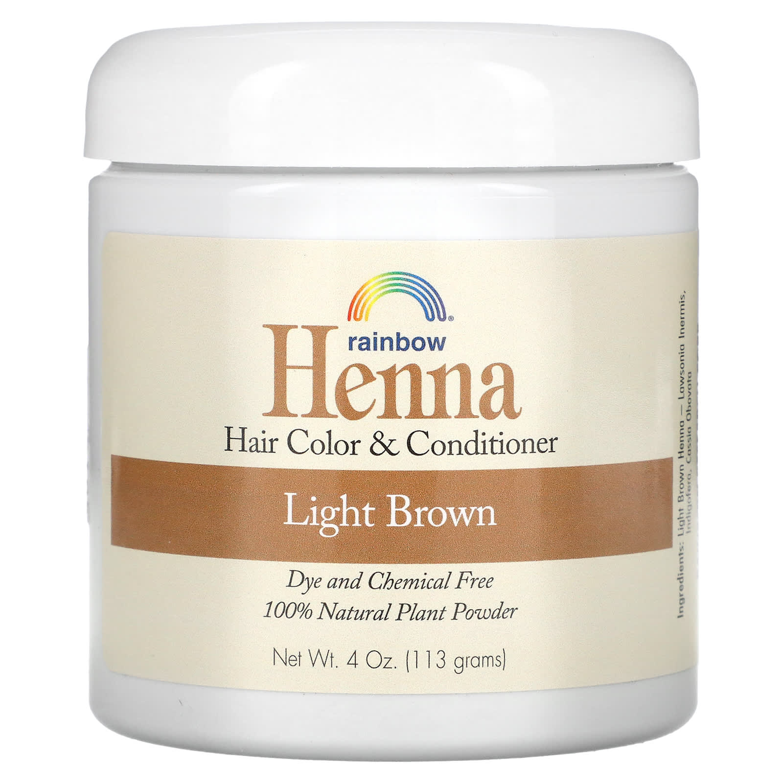 Rainbow Research, Henna, Hair Color and Conditioner, Light Brown, 4 oz (113 g) UPC 000518400132 | Hilife Vitamins
