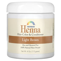 Rainbow Research, Henna, Hair Color and Conditioner, Light Brown, 4 oz (113 g) UPC 000518400132 | Hilife Vitamins