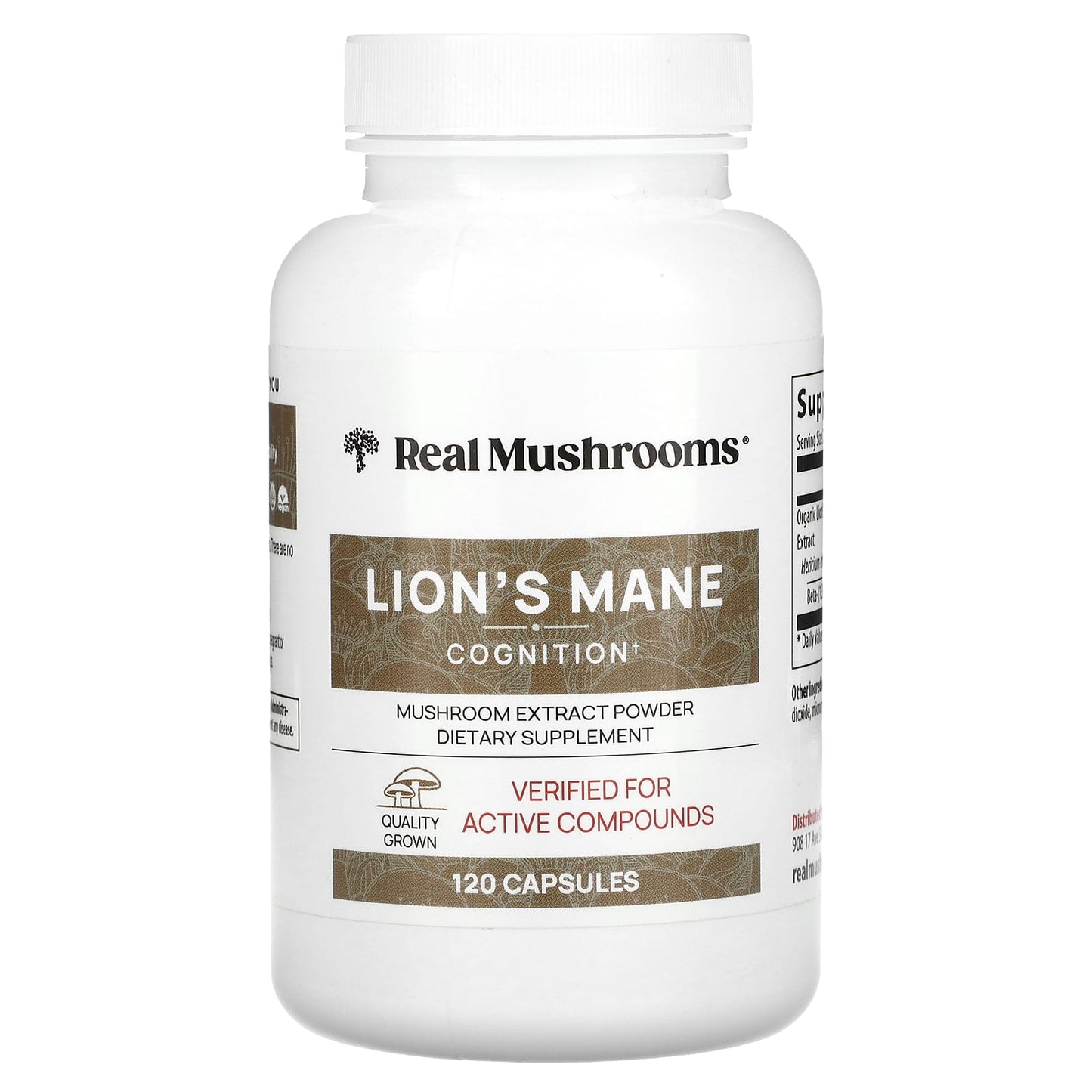 Real Mushrooms, Lion's Mane, Mushroom Extract Powder, 120 Capsules UPC 628110068040 | Hilife Vitamins