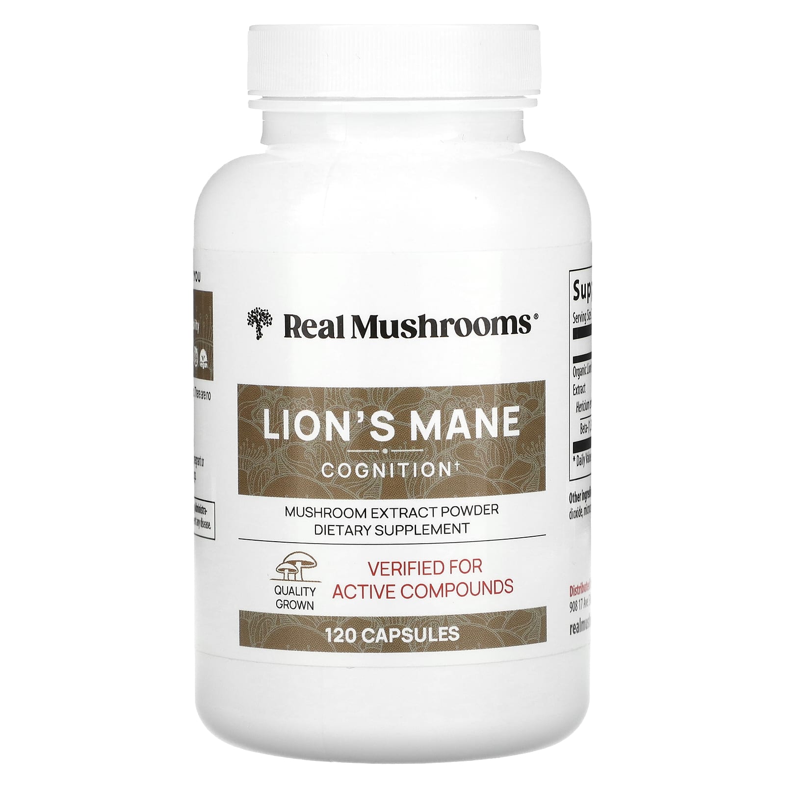 Real Mushrooms, Lion's Mane, Mushroom Extract Powder, 120 Capsules UPC 628110068040 | Hilife Vitamins