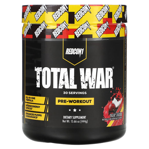 Redcon1, Total War, Pre-Workout, Tiger's Blood Cherry & Coconut, 15.66 oz (444 g) - 810044570236 | Hilife Vitamins