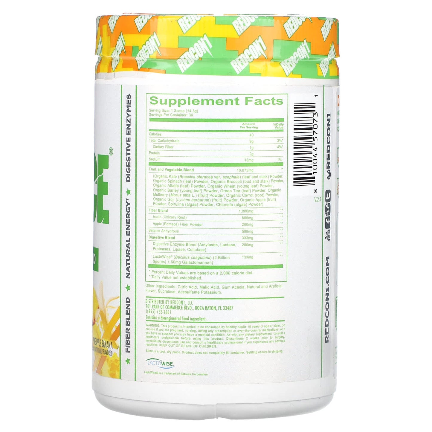 Redcon1, GI Juice, Supergreens Blend, Pineapple Banana, 15.13 oz (429 g) UPC 810044570731 | HiLife Vitamins