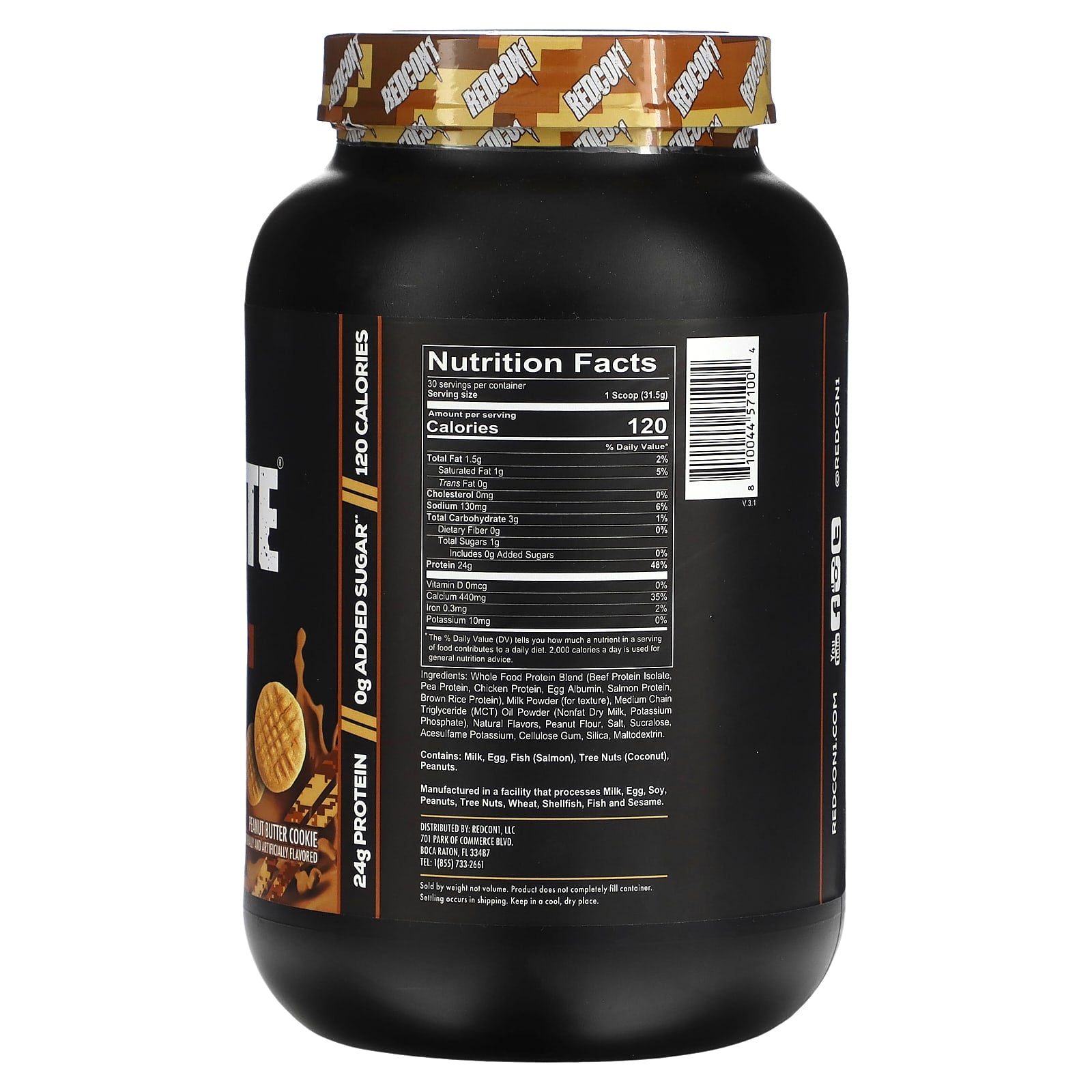 Redcon1, MRE Lite, Whole Food Protein, Peanut Butter Cookie, 2.08 lb (945 g) UPC 810044571004 | HiLife Vitamins