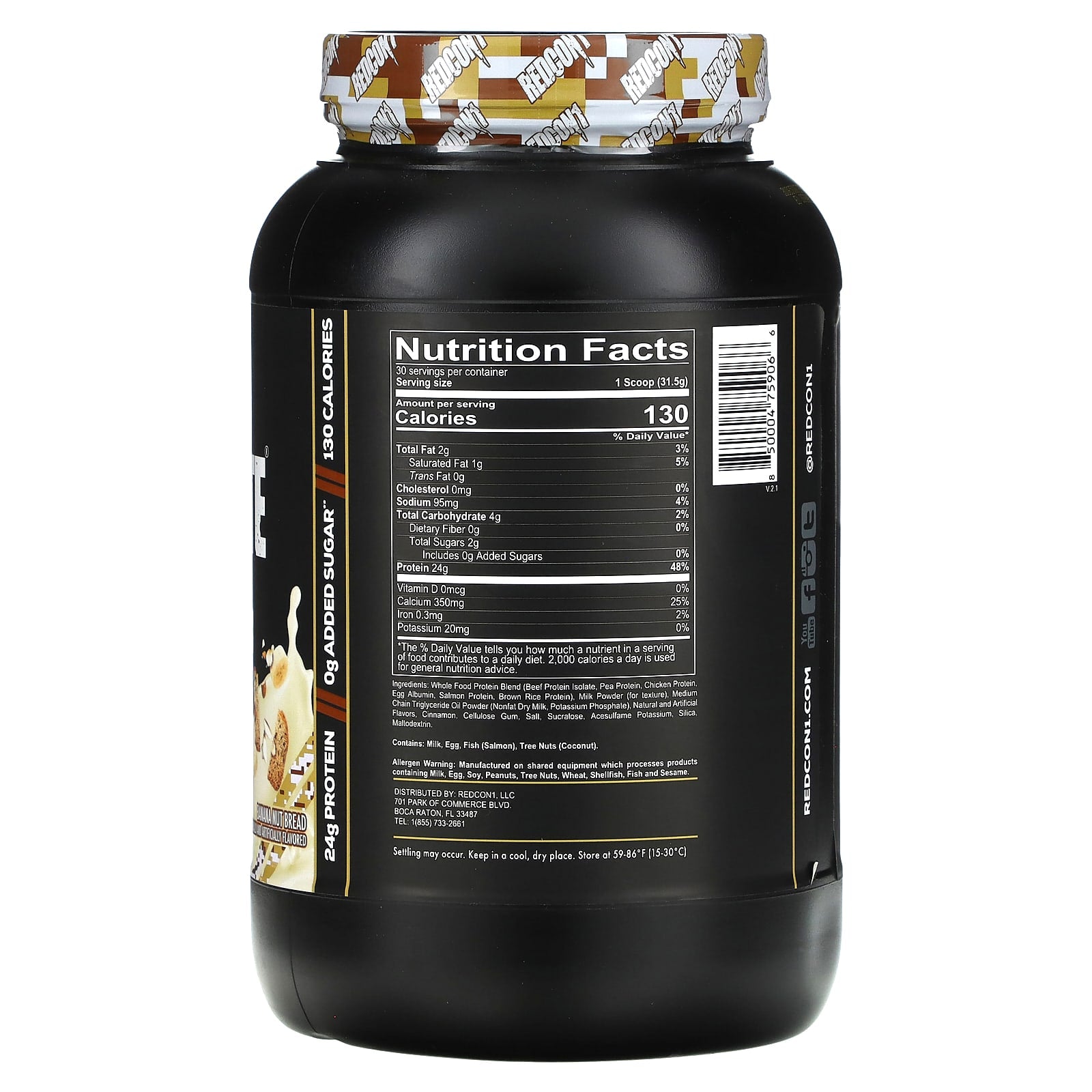Redcon1, MRE Lite, Whole Food Protein, Banana Nut Bread, 2.08 lb (945 g) UPC 850004759066 | HiLife Vitamins