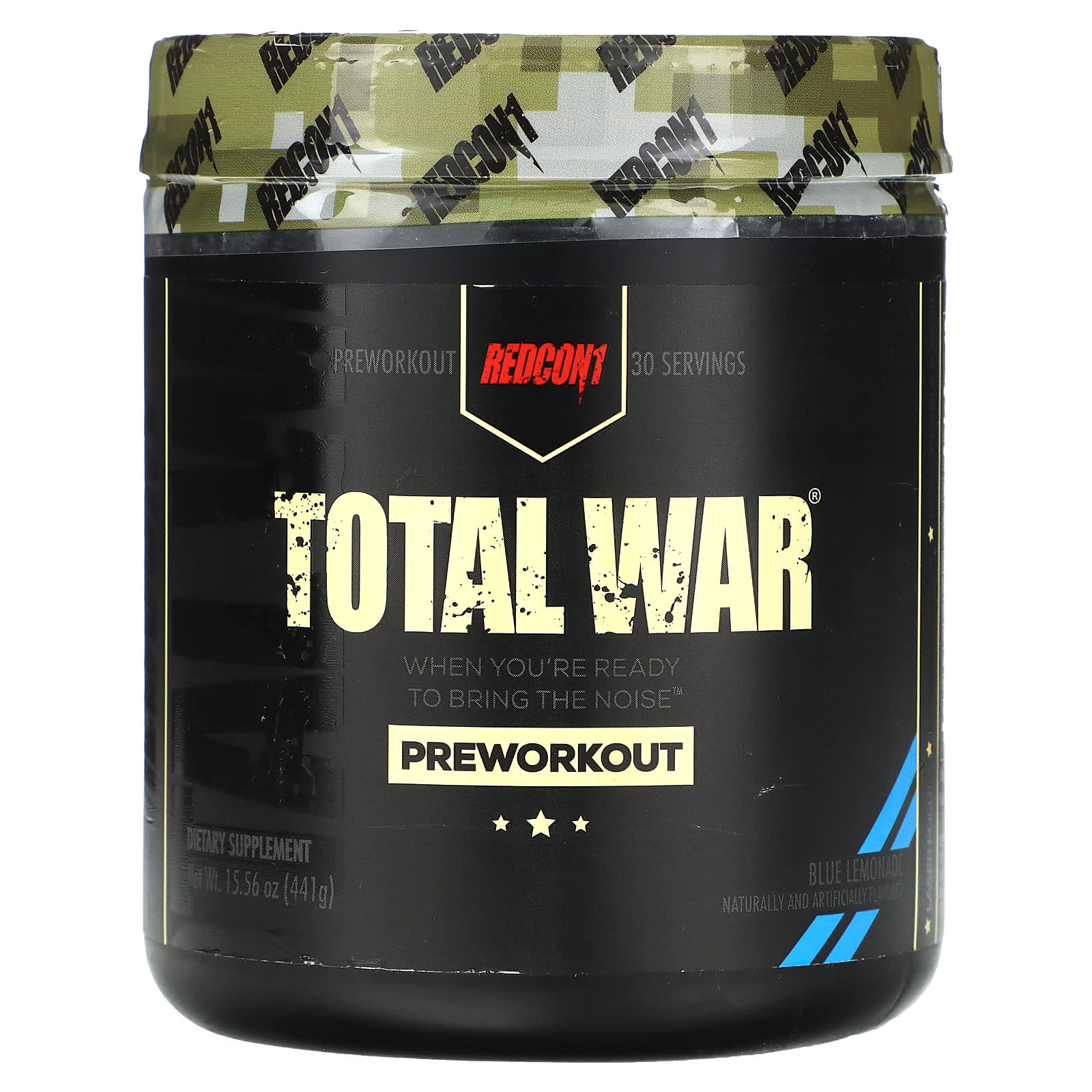 Redcon1, Total War, Pre-Workout, Blue Lemonade, 15.56 oz (441 g) UPC 850004759189 | HiLife Vitamins
