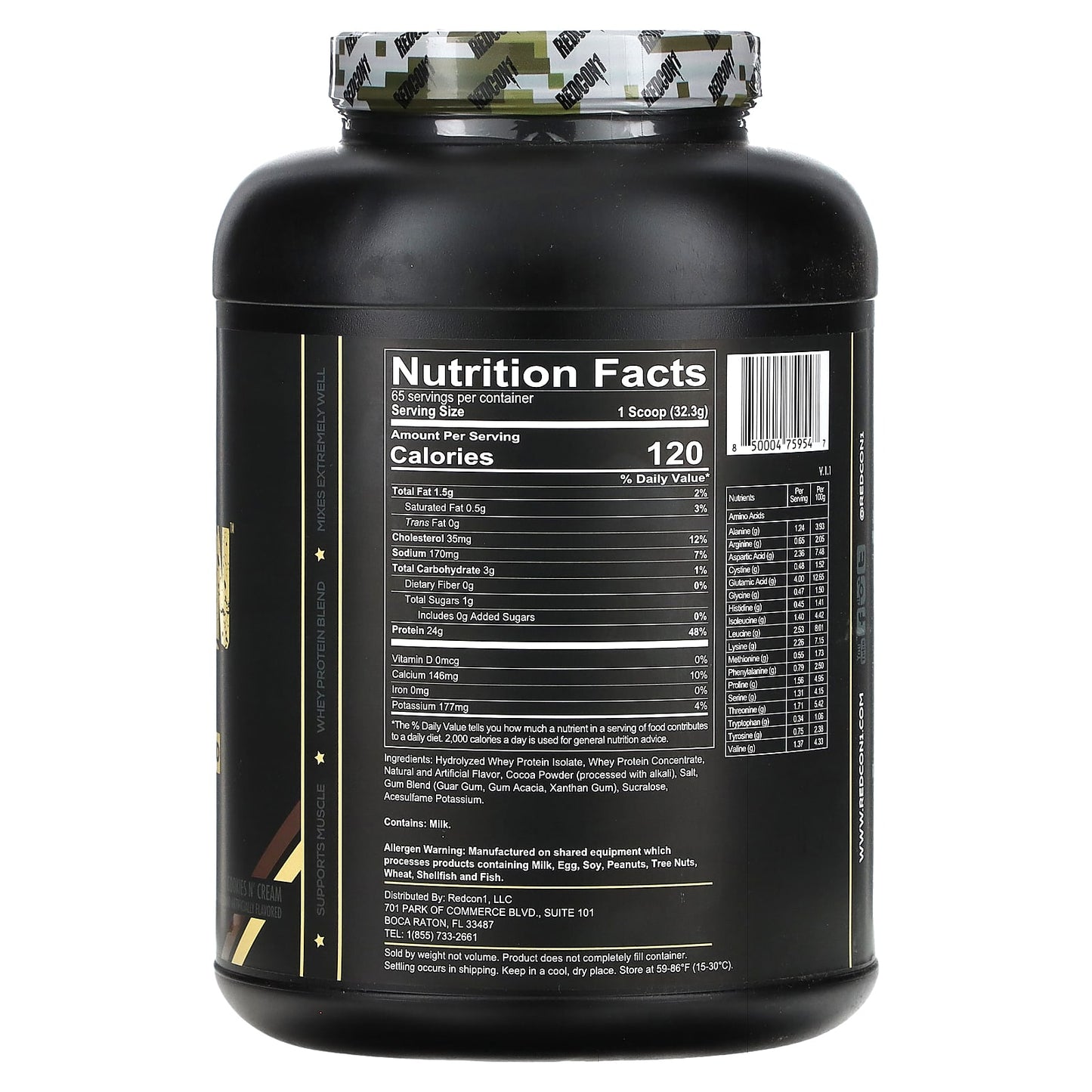 Redcon1, Ration, Whey Protein Blend, Cookies N' Cream, 4.63 lbs (2, 4.63 lbs (2,099.5 g) UPC 850004759547 | HiLife Vitamins