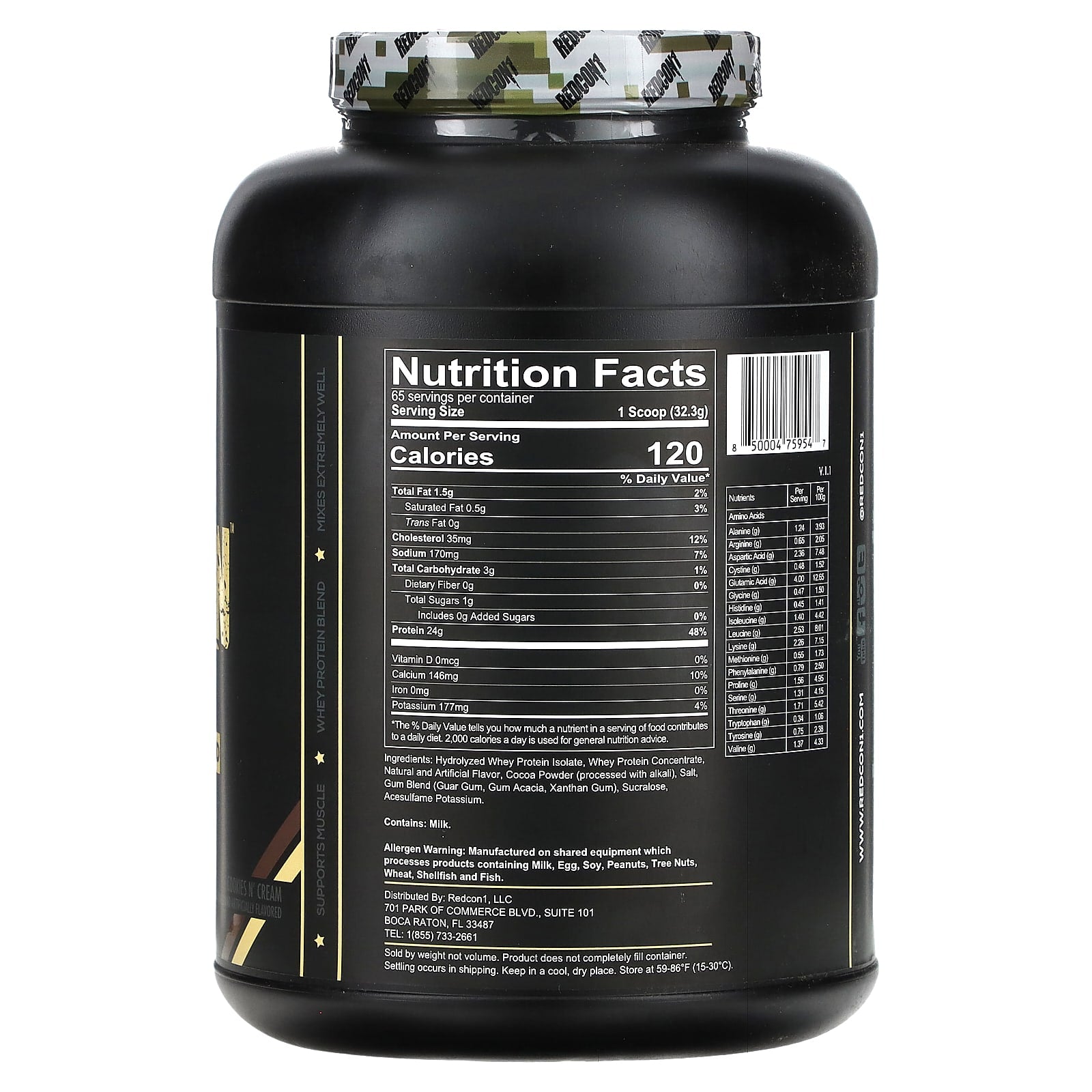 Redcon1, Ration, Whey Protein Blend, Cookies N' Cream, 4.63 lbs (2, 4.63 lbs (2,099.5 g) UPC 850004759547 | HiLife Vitamins