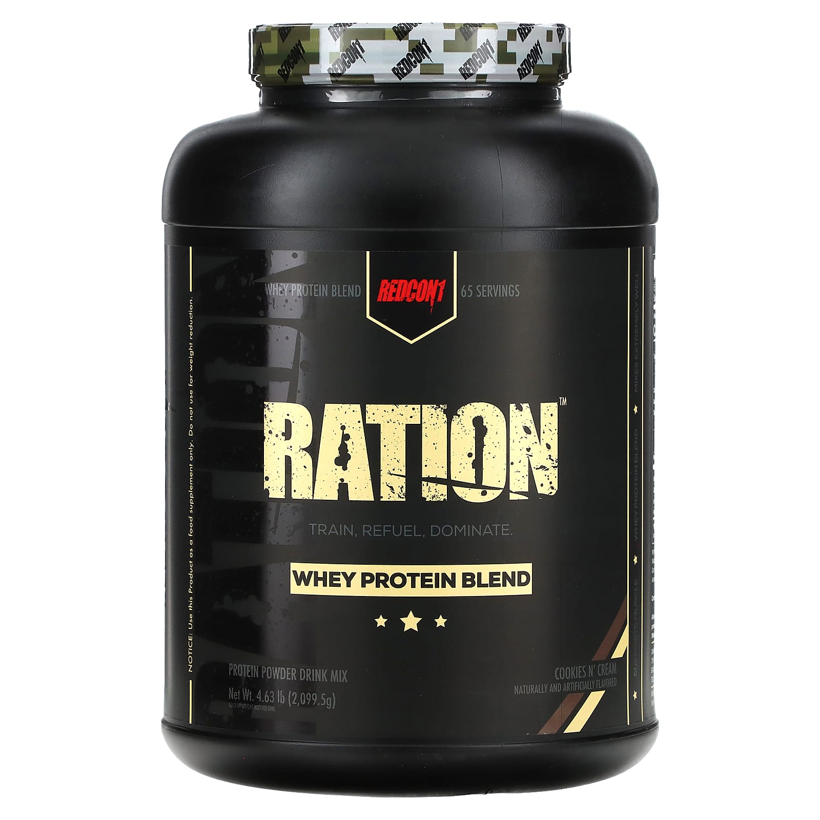 Redcon1, Ration, Whey Protein Blend, Cookies N' Cream, 4.63 lbs (2, 4.63 lbs (2,099.5 g) UPC 850004759547 | HiLife Vitamins