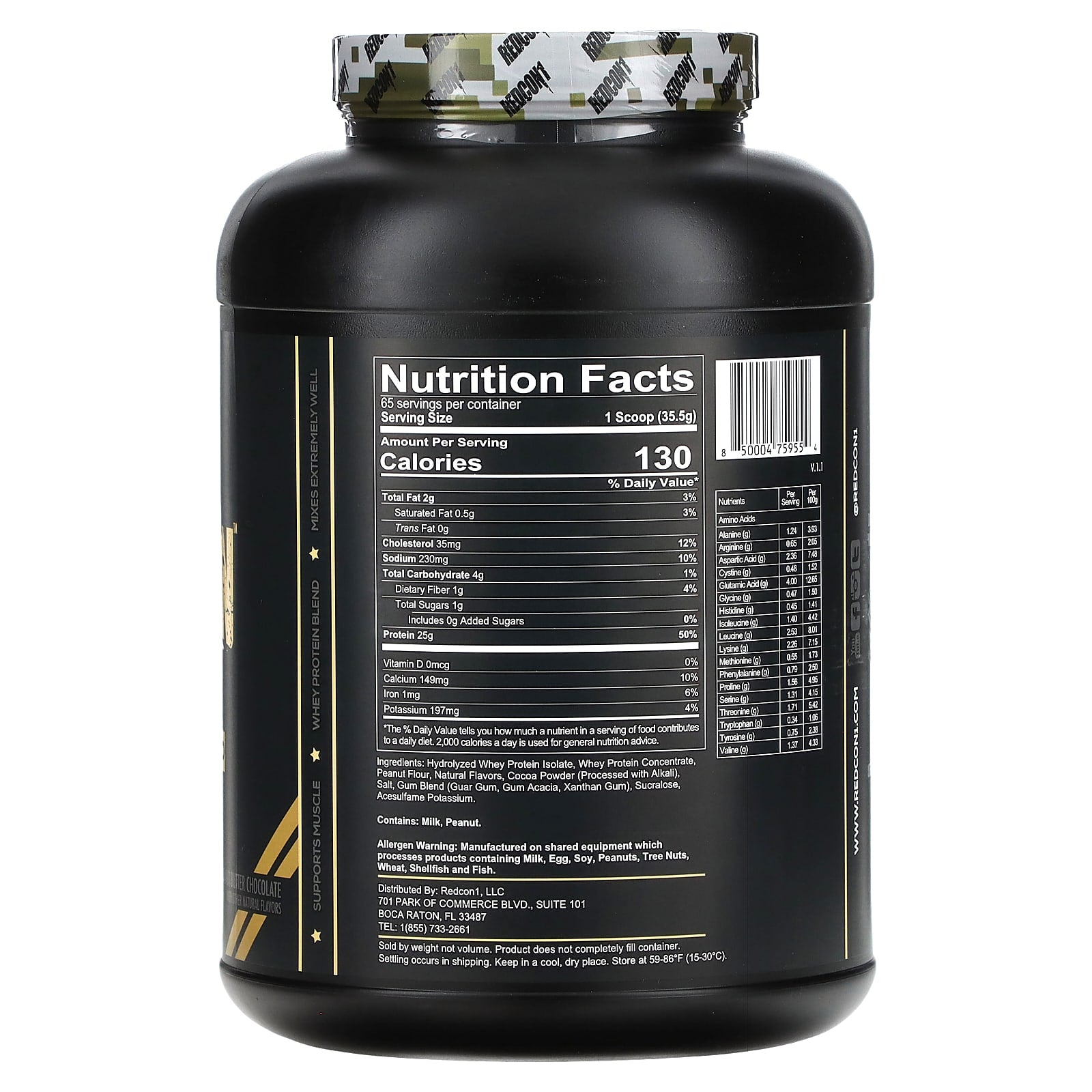 Redcon1, Ration, Whey Protein Blend, Peanut Butter Chocolate, 5.09 lbs (2, 5.09 lbs (2,307.5 g) UPC 850004759554 | HiLife Vitamins