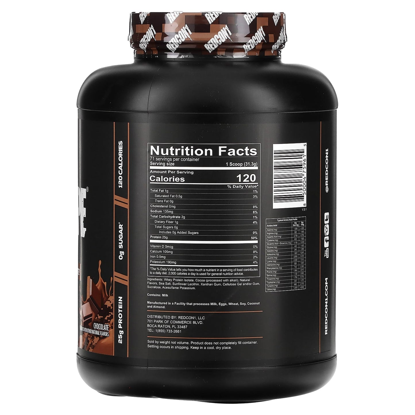 Redcon1, Isotope, 100% Whey Isolate, Chocolate, 4.9 lb (2, 4.9 lb (2,222 g) UPC 850004759615 | HiLife Vitamins