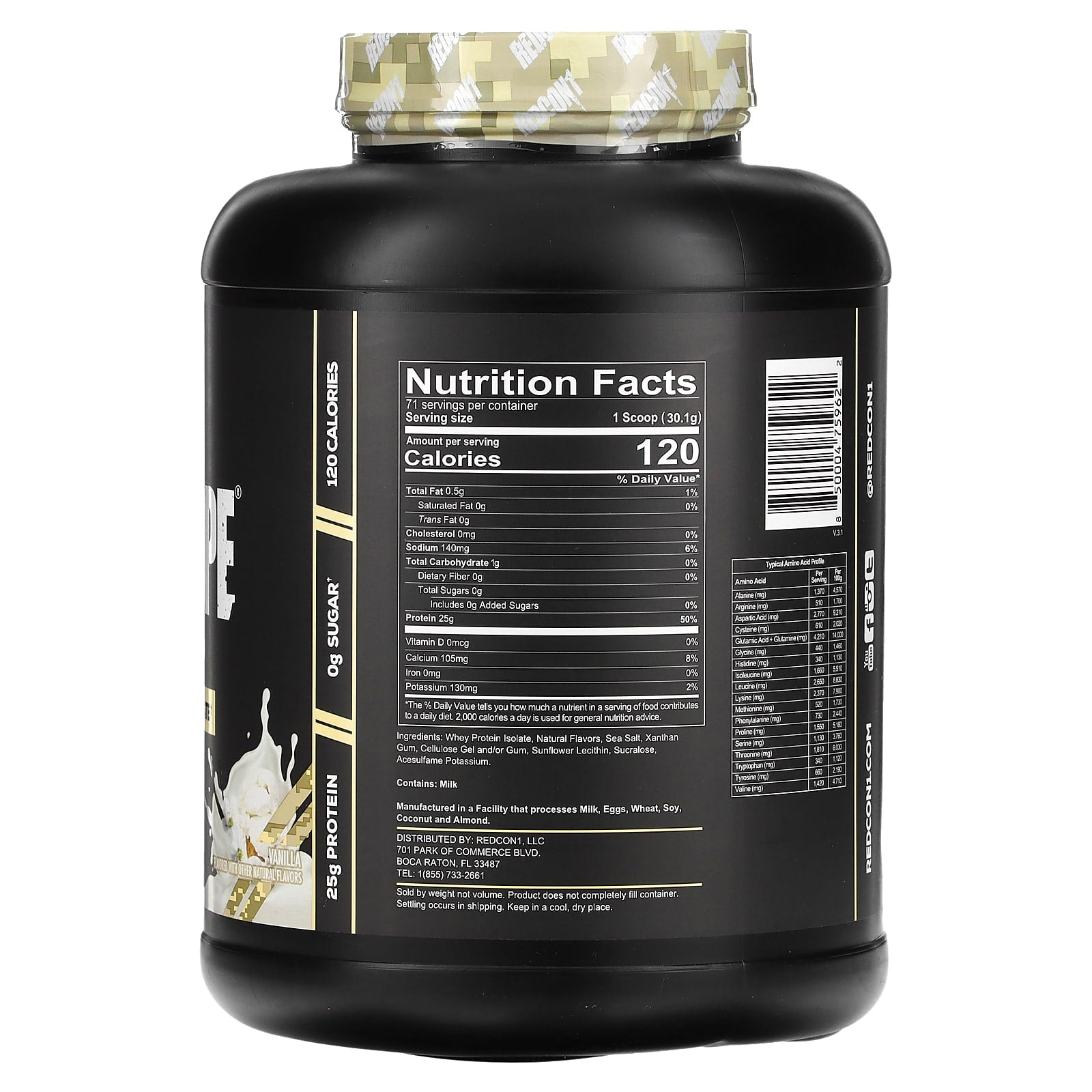 Redcon1, Isotope, 100% Whey Isolate, Vanilla, 4.71 lb (2, 4.71 lb (2,137 g) UPC 850004759622 | HiLife Vitamins