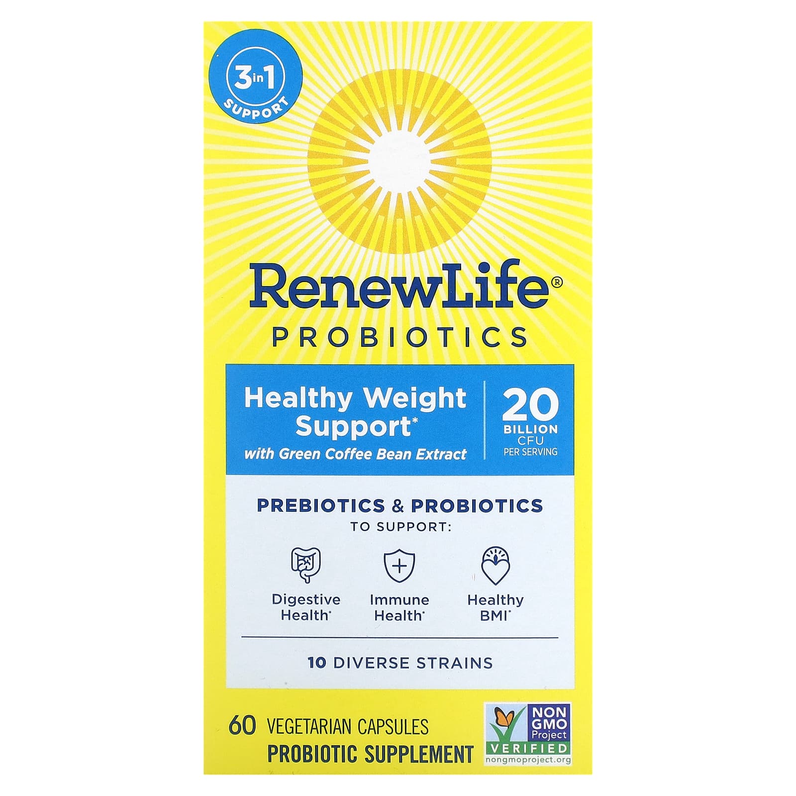 Renew Life, Healthy Weight Probiotic Organic Prebiotic, 60 Capsules UPC 631257120632 | HiLife Vitamins