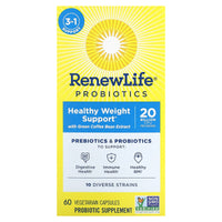 Renew Life, Healthy Weight Probiotic Organic Prebiotic, 60 Capsules UPC 631257120632 | HiLife Vitamins