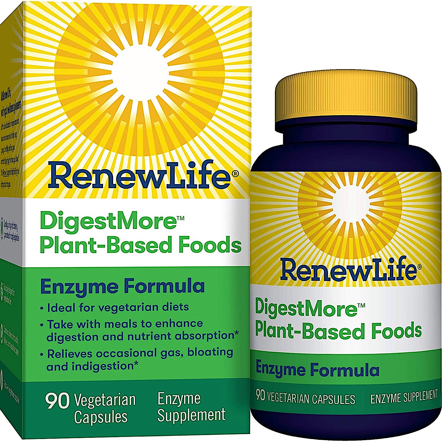 Renew Life, Digest More Plant Based, 90 Vegetarian Capsules - 631257120731 | Hilife Vitamins