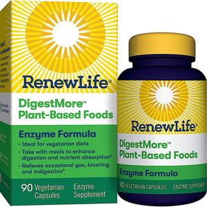 Renew Life, Digest More Plant Based, 90 Vegetarian Capsules - 631257120731 | Hilife Vitamins