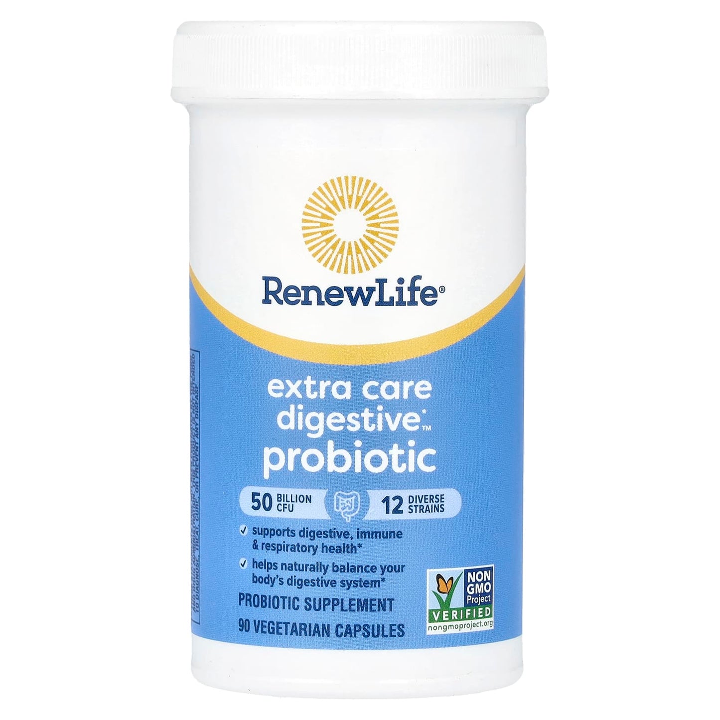 Renew Life, Extra Care Digestive Probiotic, 50 Billion CFU, 90 Vegetarian Capsules UPC 631257121097 | HiLife Vitamins