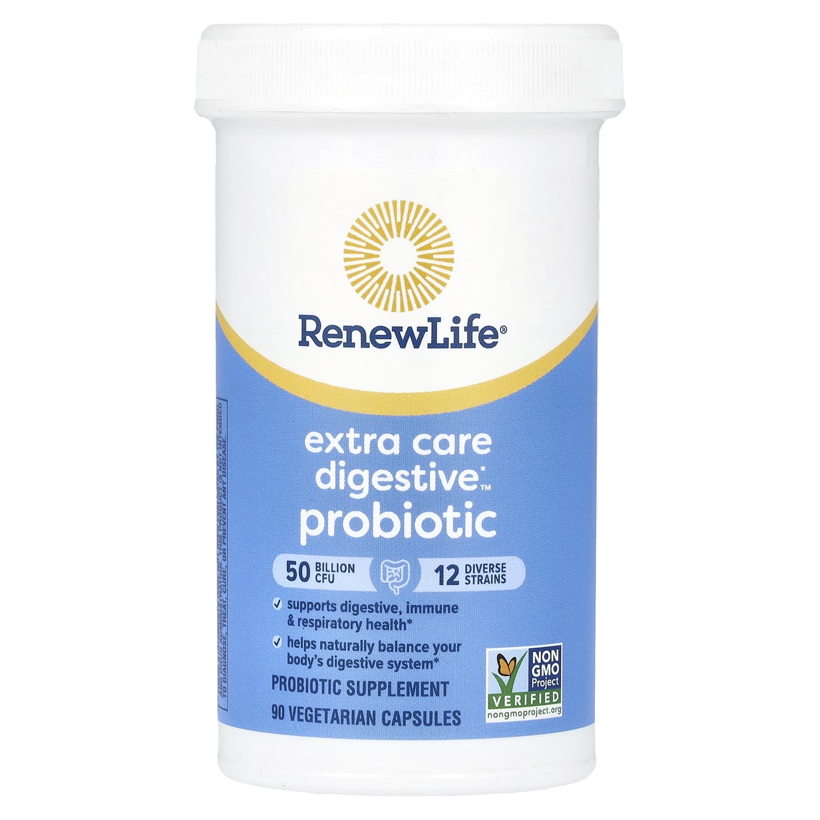 Renew Life, Extra Care Digestive Probiotic, 50 Billion CFU, 90 Vegetarian Capsules UPC 631257121097 | HiLife Vitamins