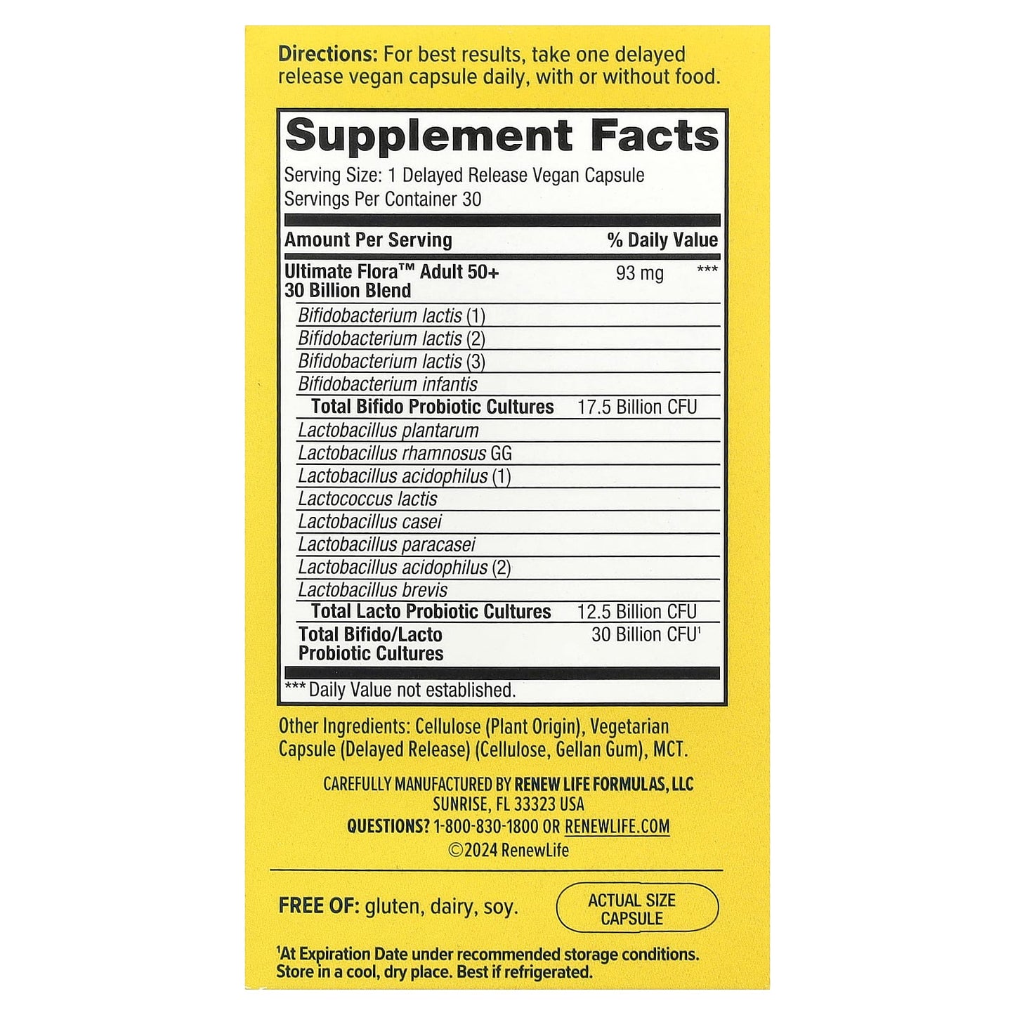 Renew Life, Uf Adult 50+ 30 Billion, 30 Vegetarian Capsules