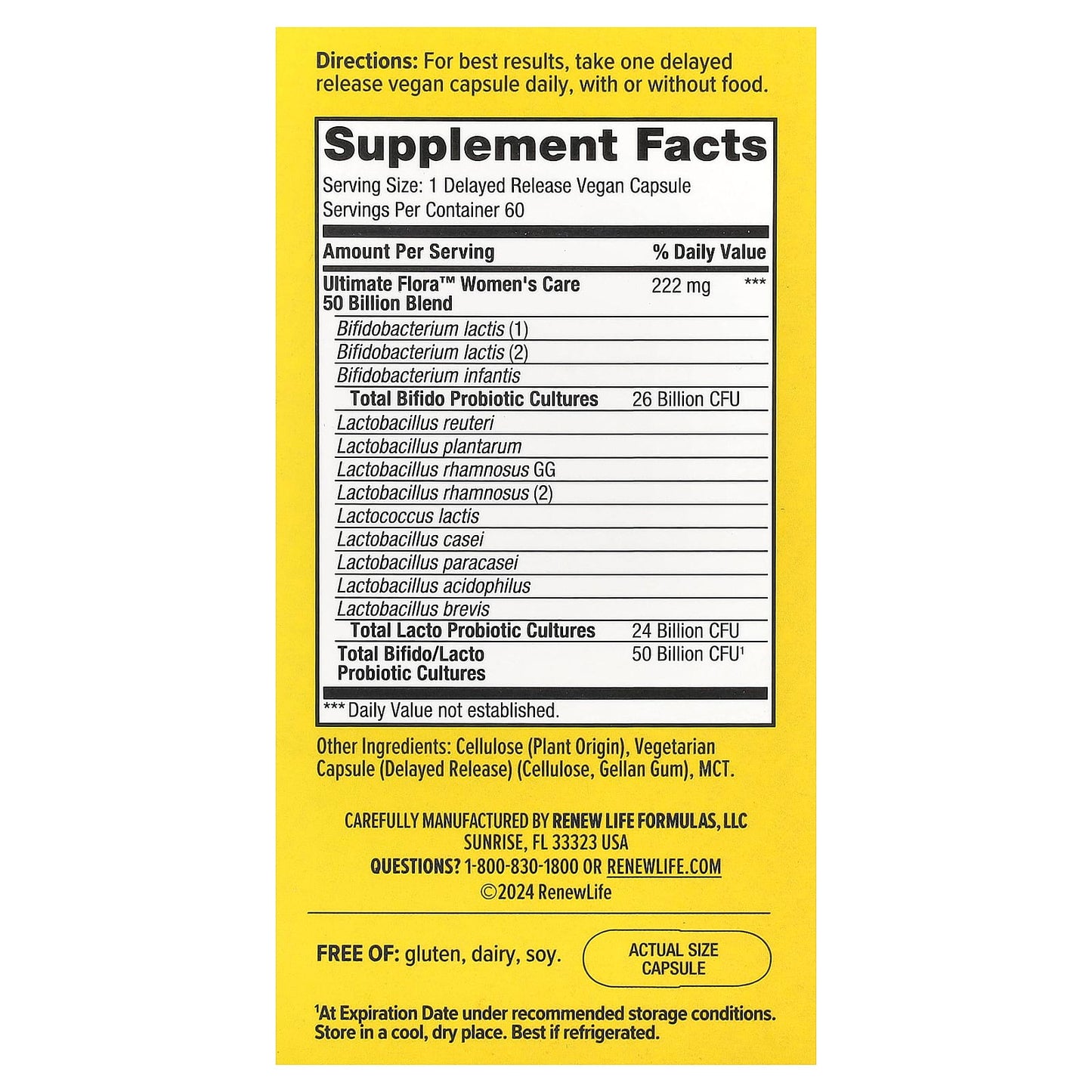 Renew Life, Ultimate Flora™ Probiotic, 50 Billion CFU, 60 Delayed Release Vegan Capsules UPC 631257121196 | HiLife Vitamins