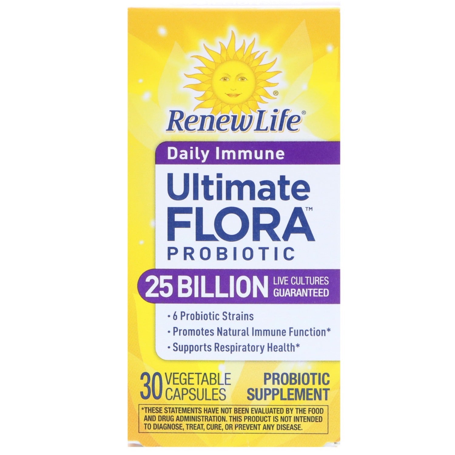 Renew Life, UF Daily Immune 25 Billion, 30 Vegetable Capsules UPC 631257154316 | HiLife Vitamins