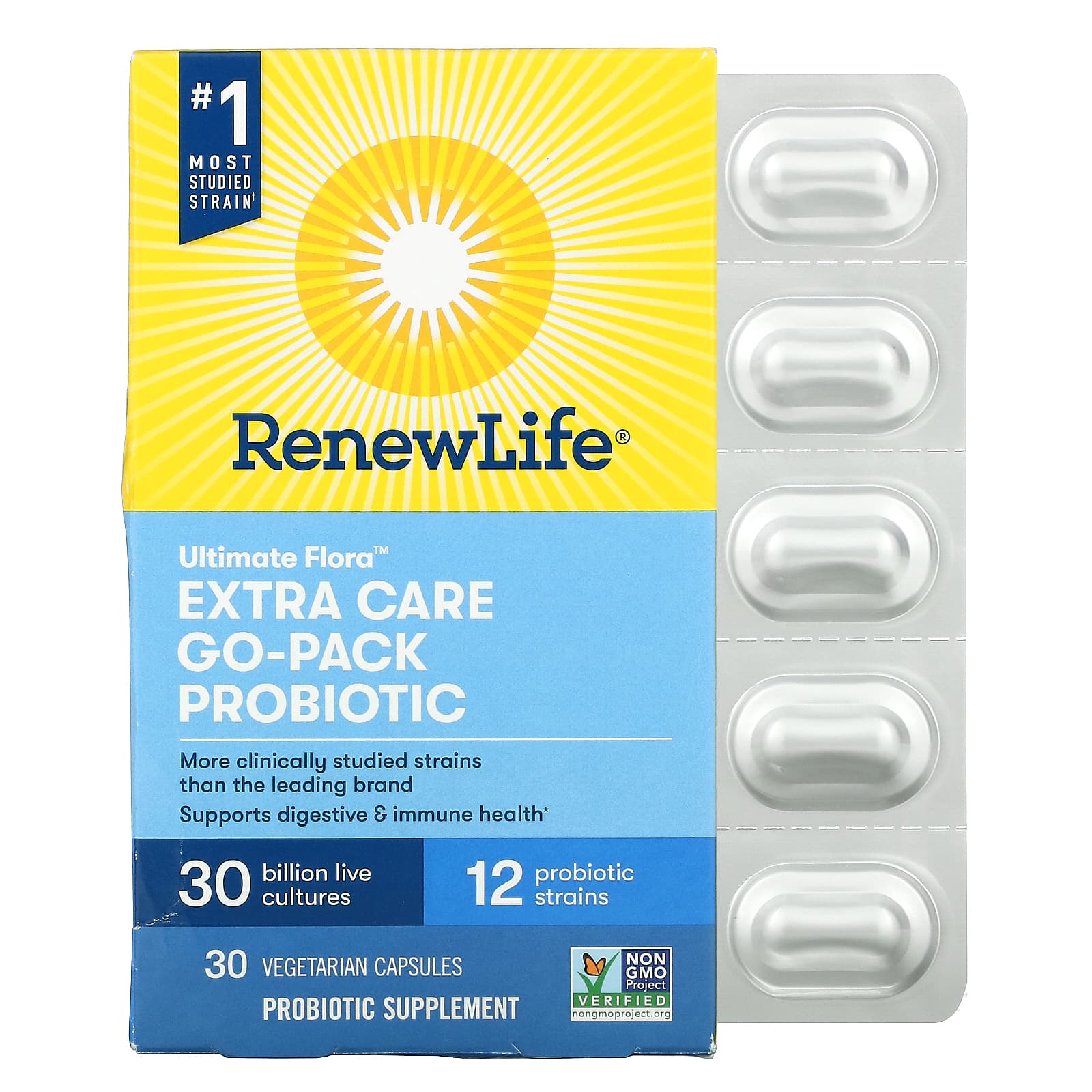 Renew Life, Uf Extra Care Go Pack 30 Billion, 30 Vegetarian Capsules UPC 631257156730 | HiLife Vitamins