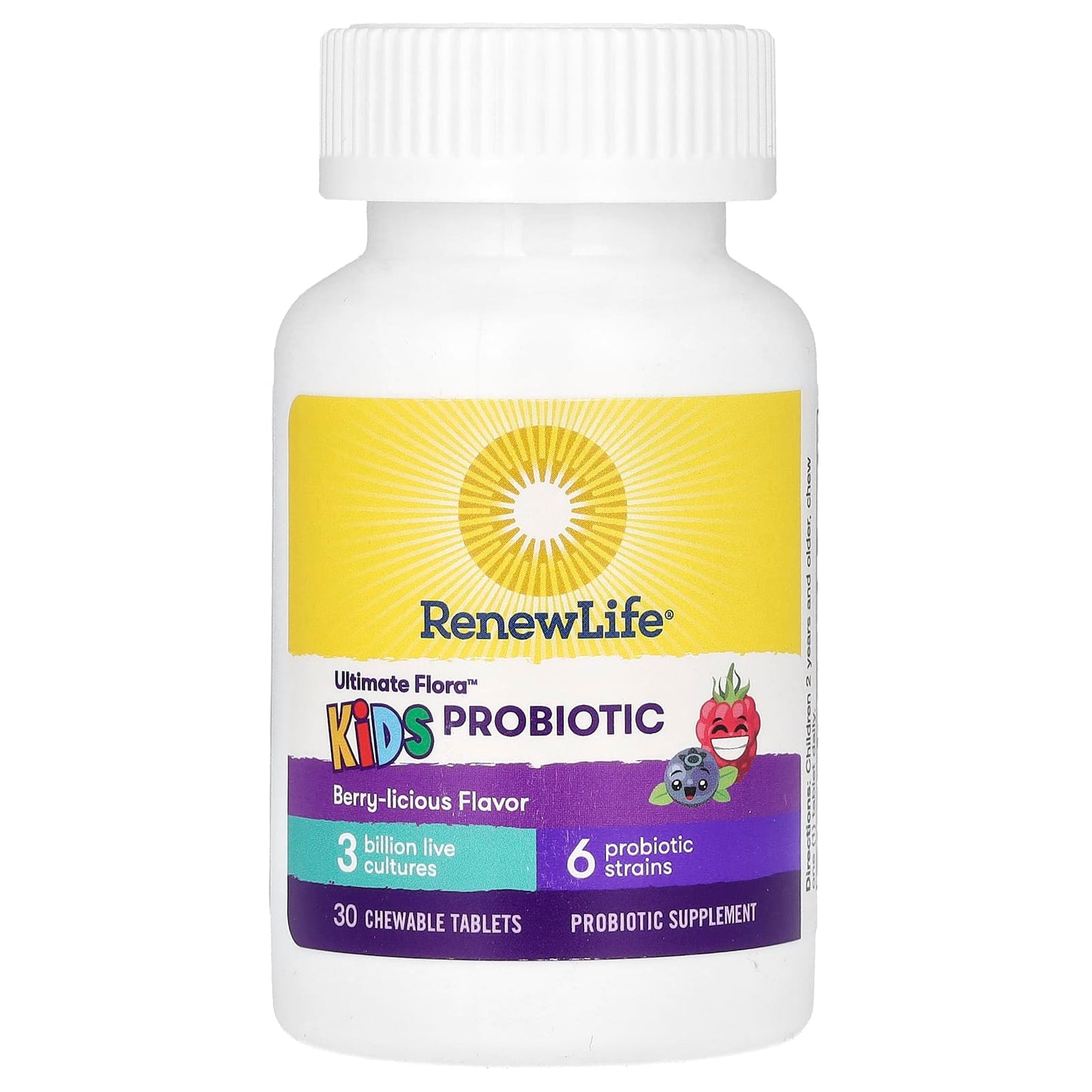 Renew Life, Ultimate Flora Kids Probiotic 3 Billion, 30 Chewables UPC 631257158680 | HiLife Vitamins