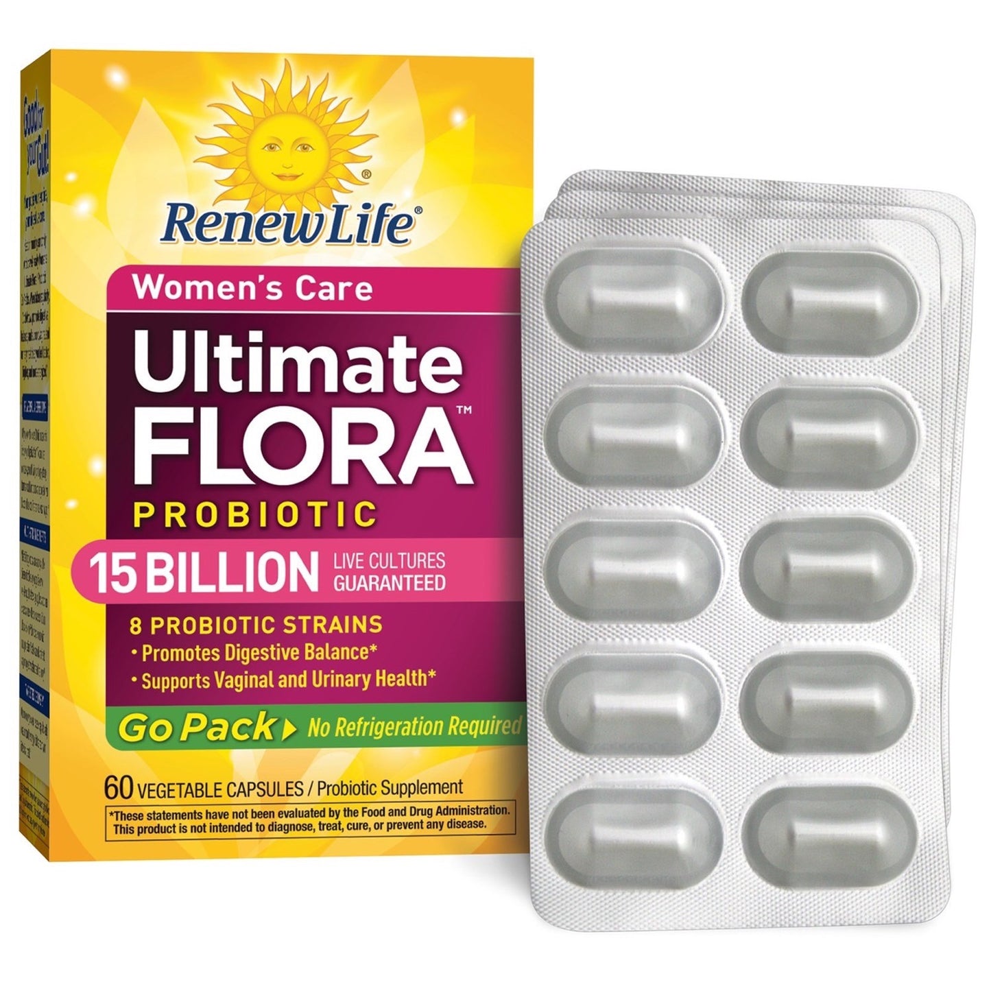 Renew Life, Uf Women's Care Go Pack 15 Billion, 60 Vegetarian Capsules UPC 631257158789 | HiLife Vitamins