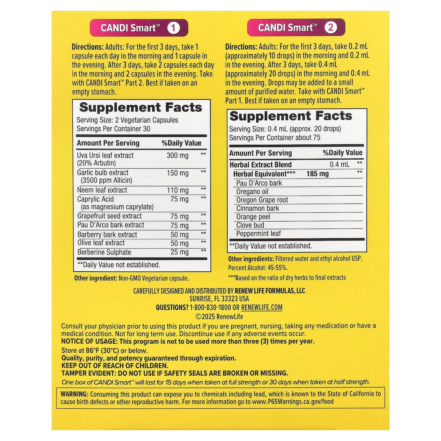 Renew Life, CandiSmart™, 15-Day Program, 60 Vegetarian Capsules UPC 631257355553 | HiLife Vitamins
