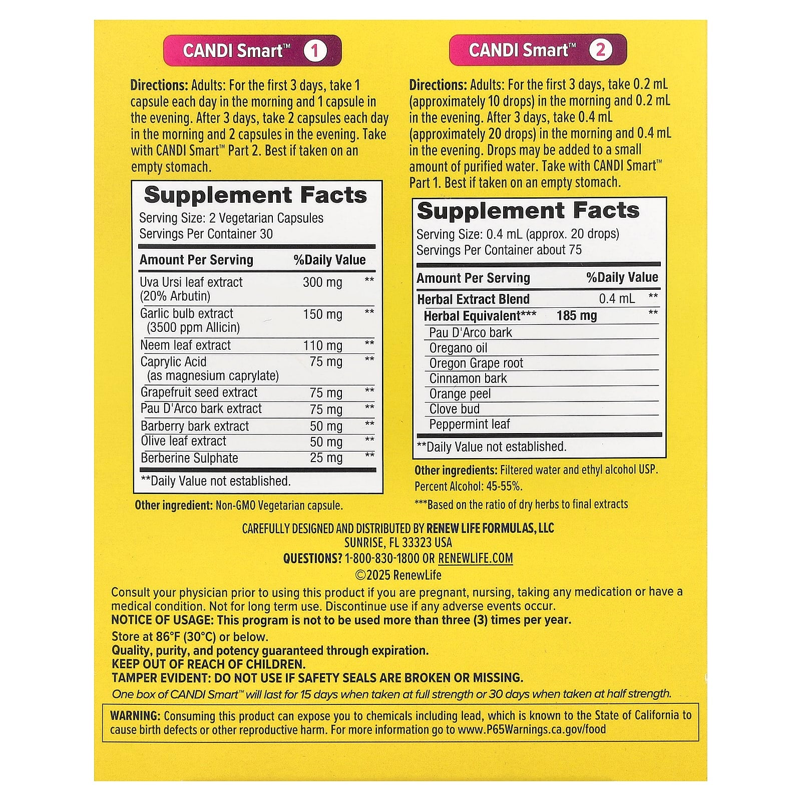 Renew Life, CandiSmart™, 15-Day Program, 60 Vegetarian Capsules UPC 631257355553 | HiLife Vitamins