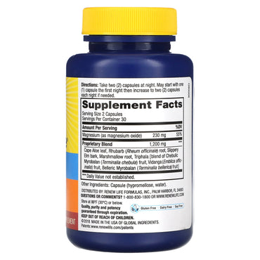 Renew Life, Cleansemore, 60 Vegetarian Capsules UPC 631257534408 | HiLife Vitamins