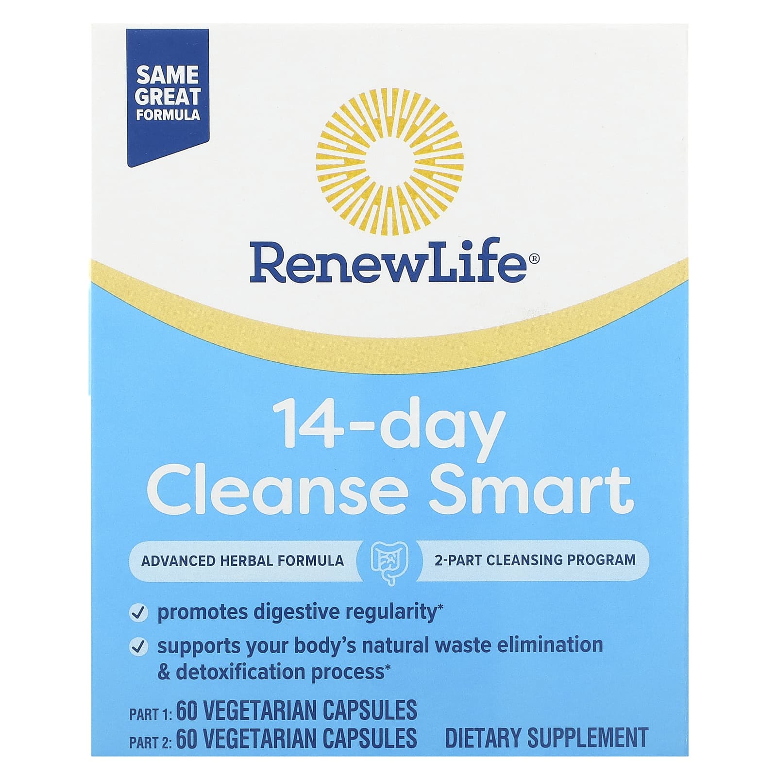 Renew Life, Cleansesmart 2-Part Kit, 60 Vegetable Capsules - 631257534507 | Hilife Vitamins