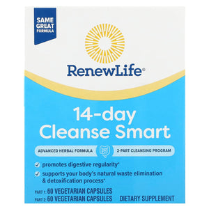 Renew Life, Cleansesmart 2-Part Kit, 60 Vegetable Capsules - 631257534507 | Hilife Vitamins