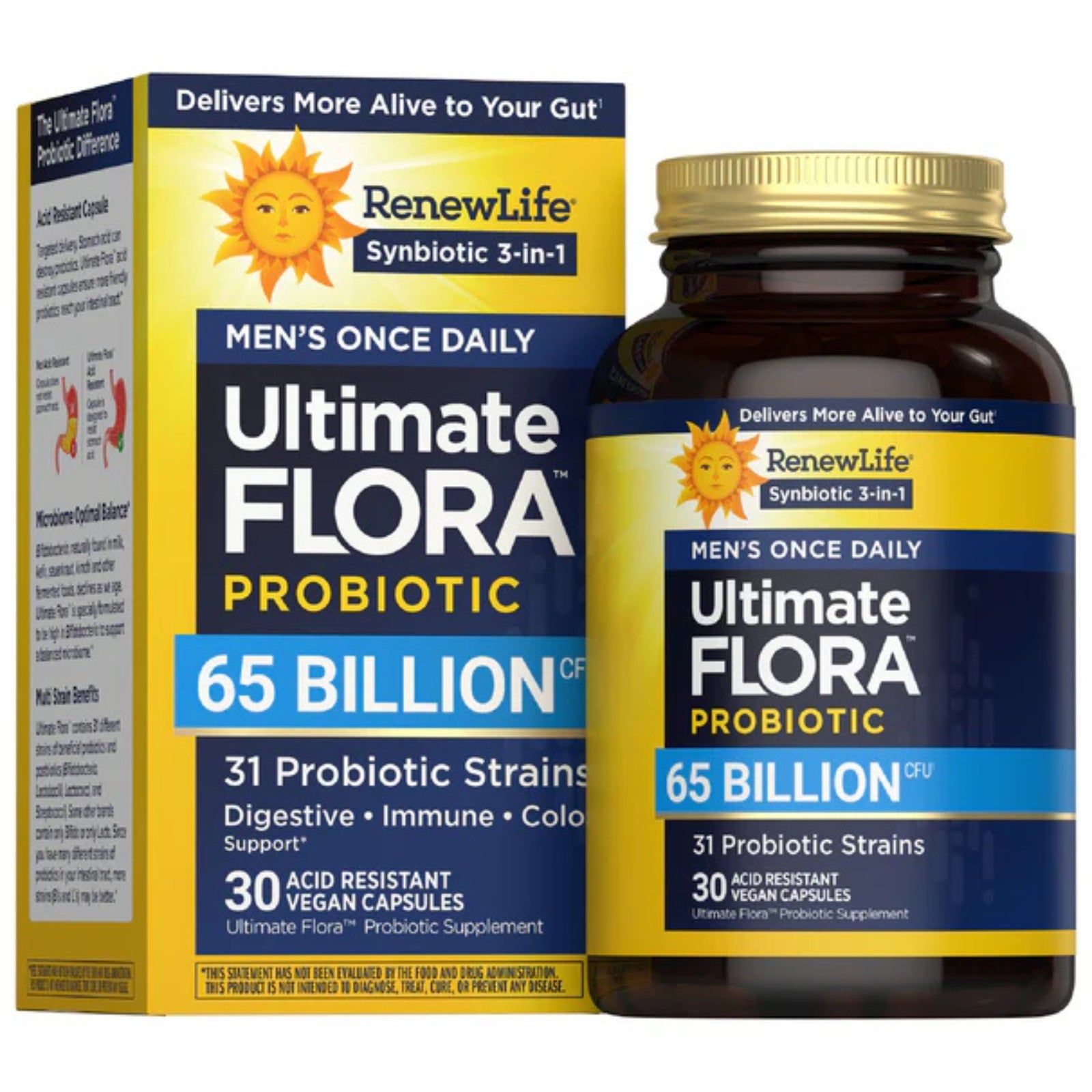 Renew Life, Ultimate Flora Men's Once Daily Probiotic, 65 Billion CFU, 30 Delayed Release Vegan Capsules UPC 850068583089 | HiLife Vitamins