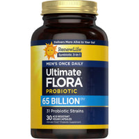 Renew Life, Ultimate Flora Men's Once Daily Probiotic, 65 Billion CFU, 30 Delayed Release Vegan Capsules UPC 850068583089 | HiLife Vitamins