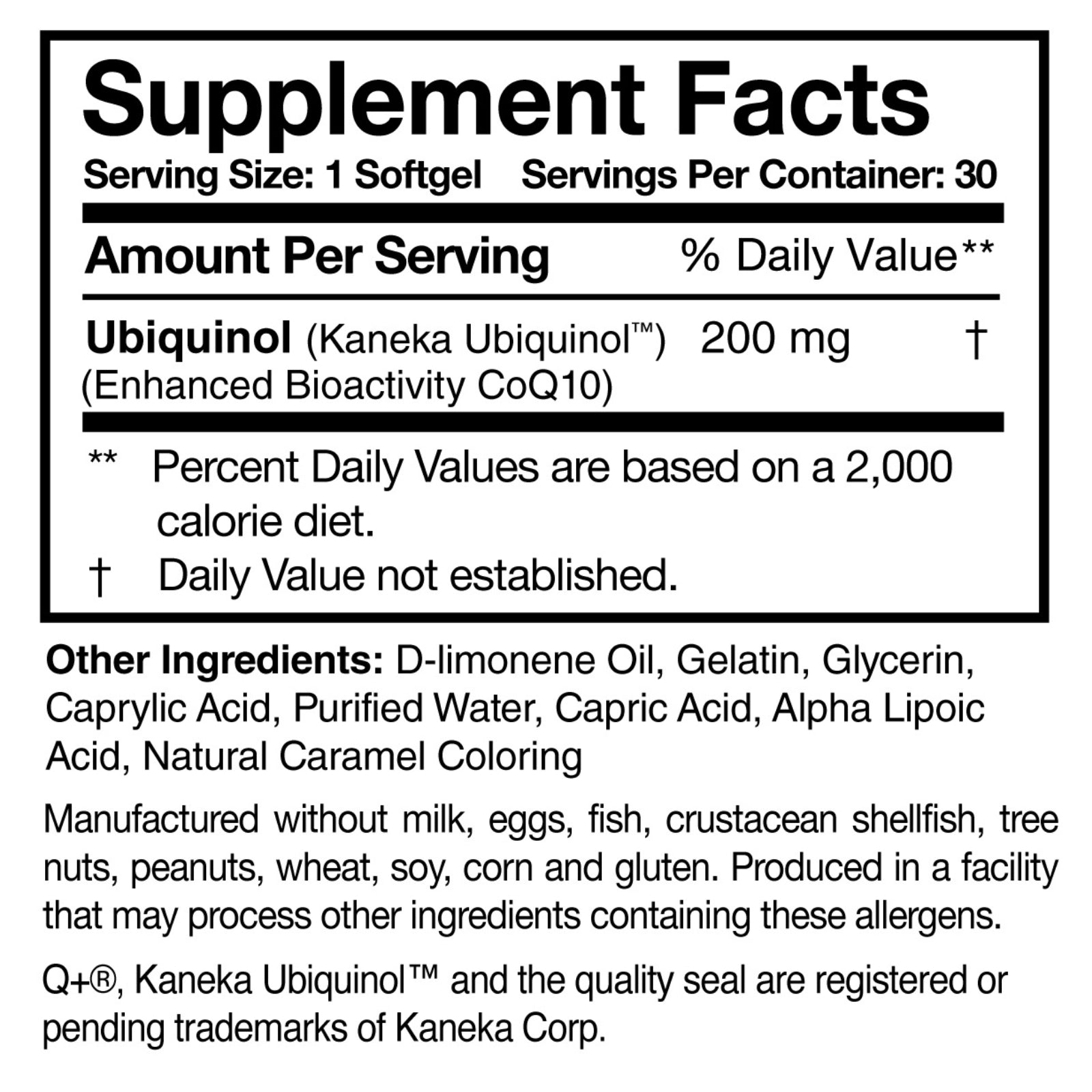 Researched Nutritionals, Ubiquinol Super 200™, 30 Softgels UPC 893295002237 | HiLife Vitamins