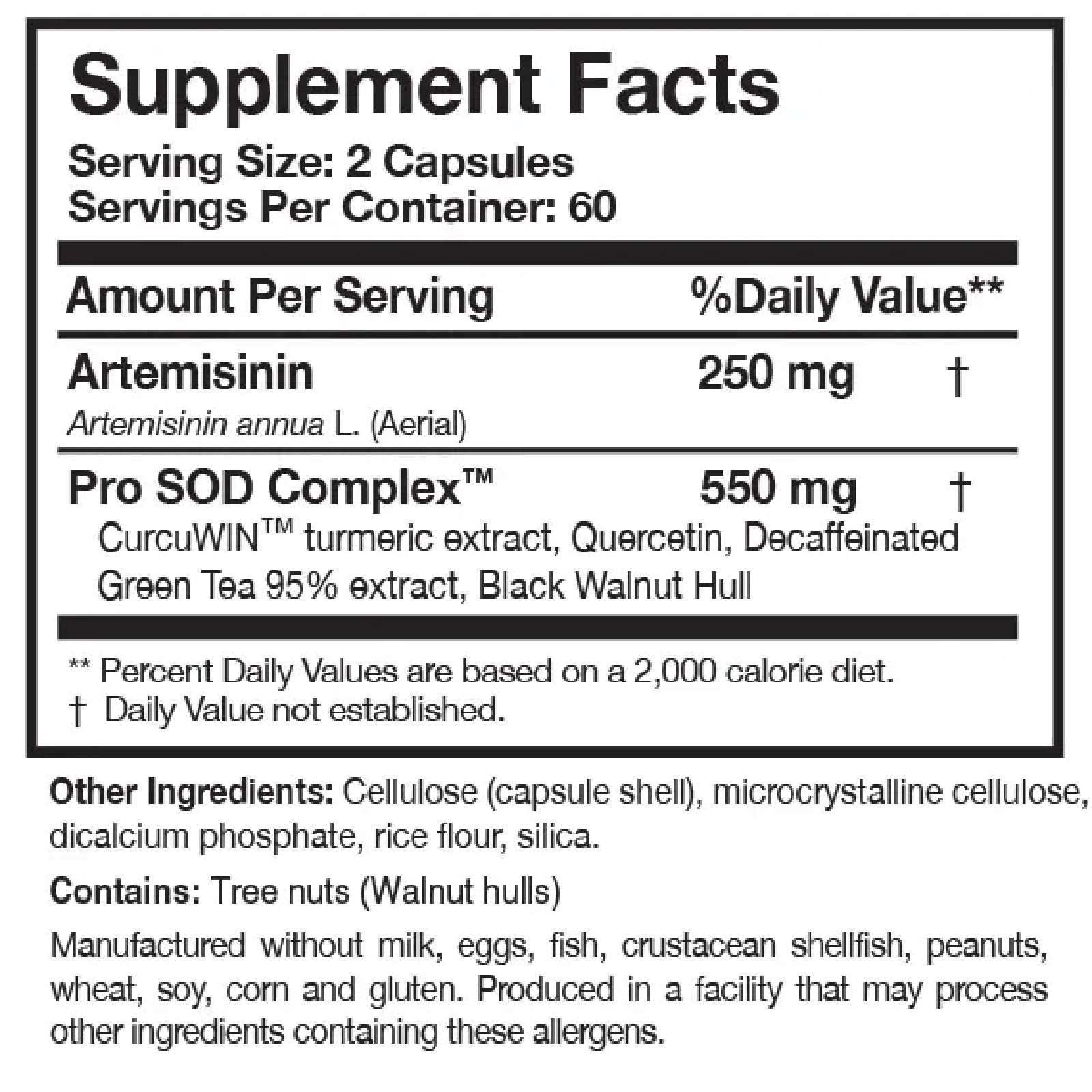 Researched Nutritionals, Artemisinin SOD™, 120 Capsules UPC 893295002275 | HiLife Vitamins