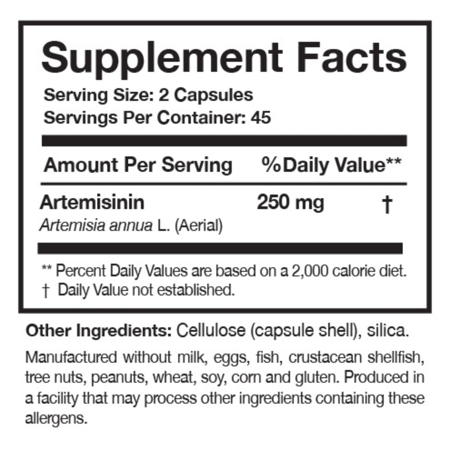 Researched Nutritionals, Artemisinin Solo™, 90 Capsules UPC 893295002336 | HiLife Vitamins