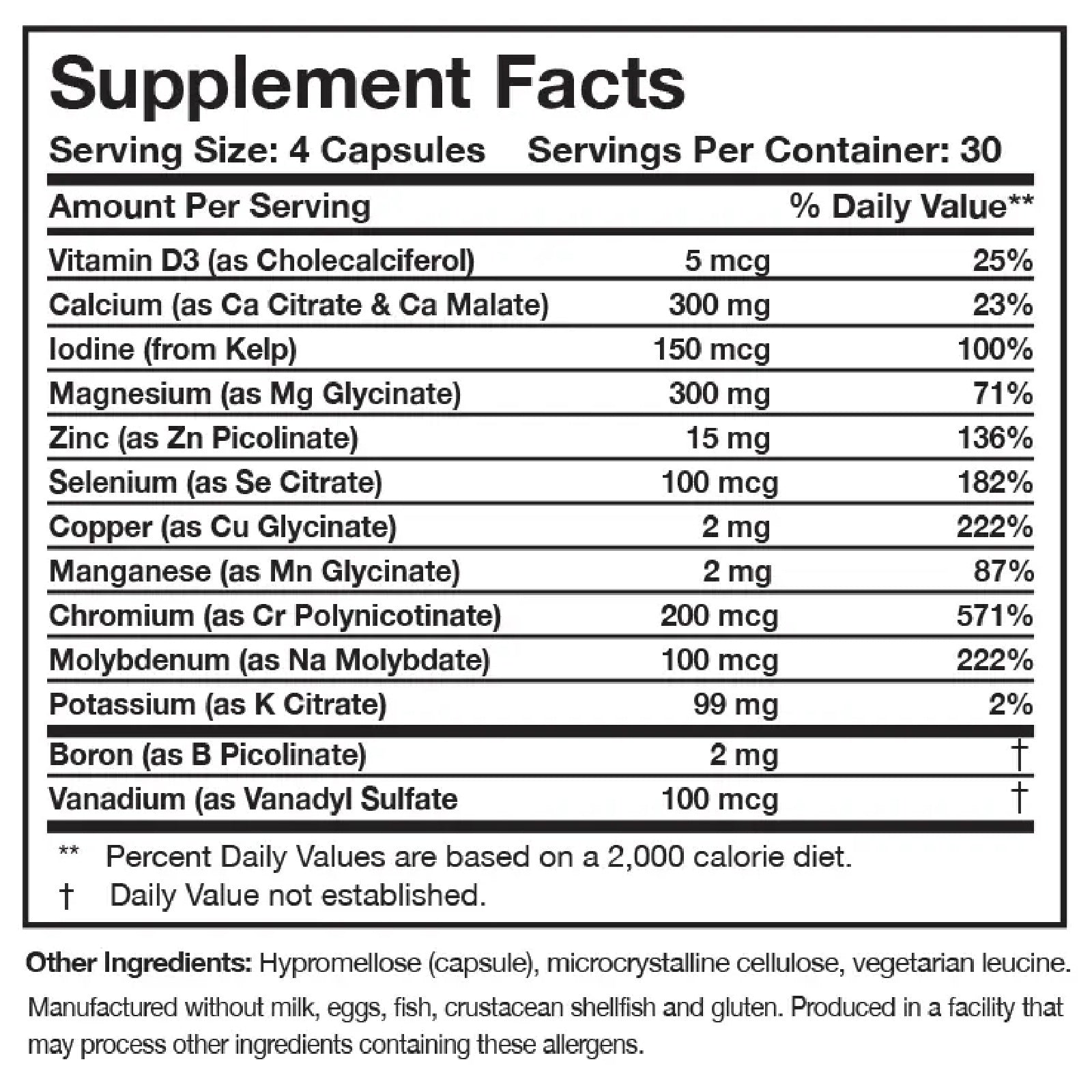 Researched Nutritionals, Core Minerals™, 120 Capsules UPC 893295002428 | HiLife Vitamins