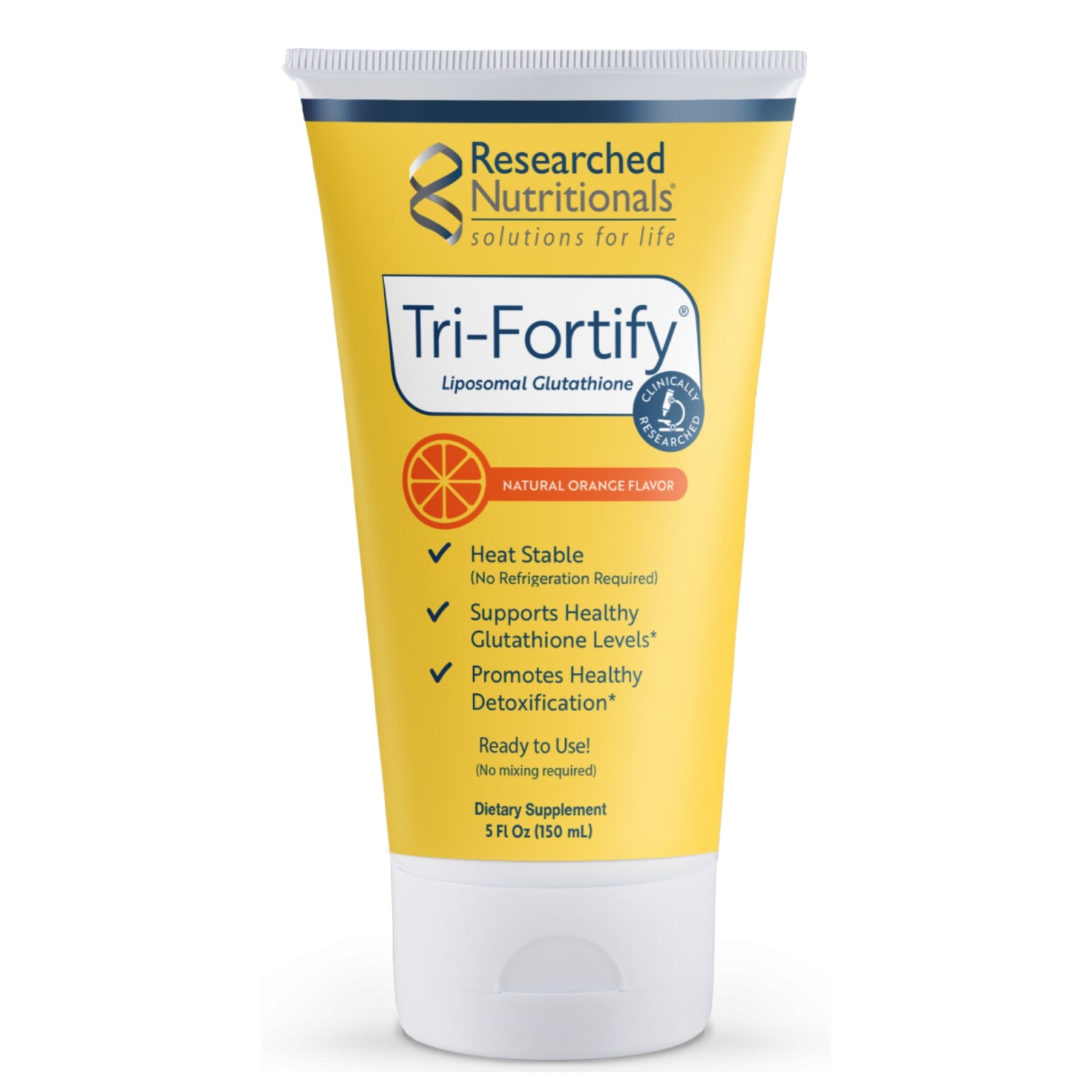Researched Nutritionals, Tri-Fortify® Liposomal Glutathione, Orange Tube, 5 FL Oz (150 mL) UPC 893295002749 | HiLife Vitamins