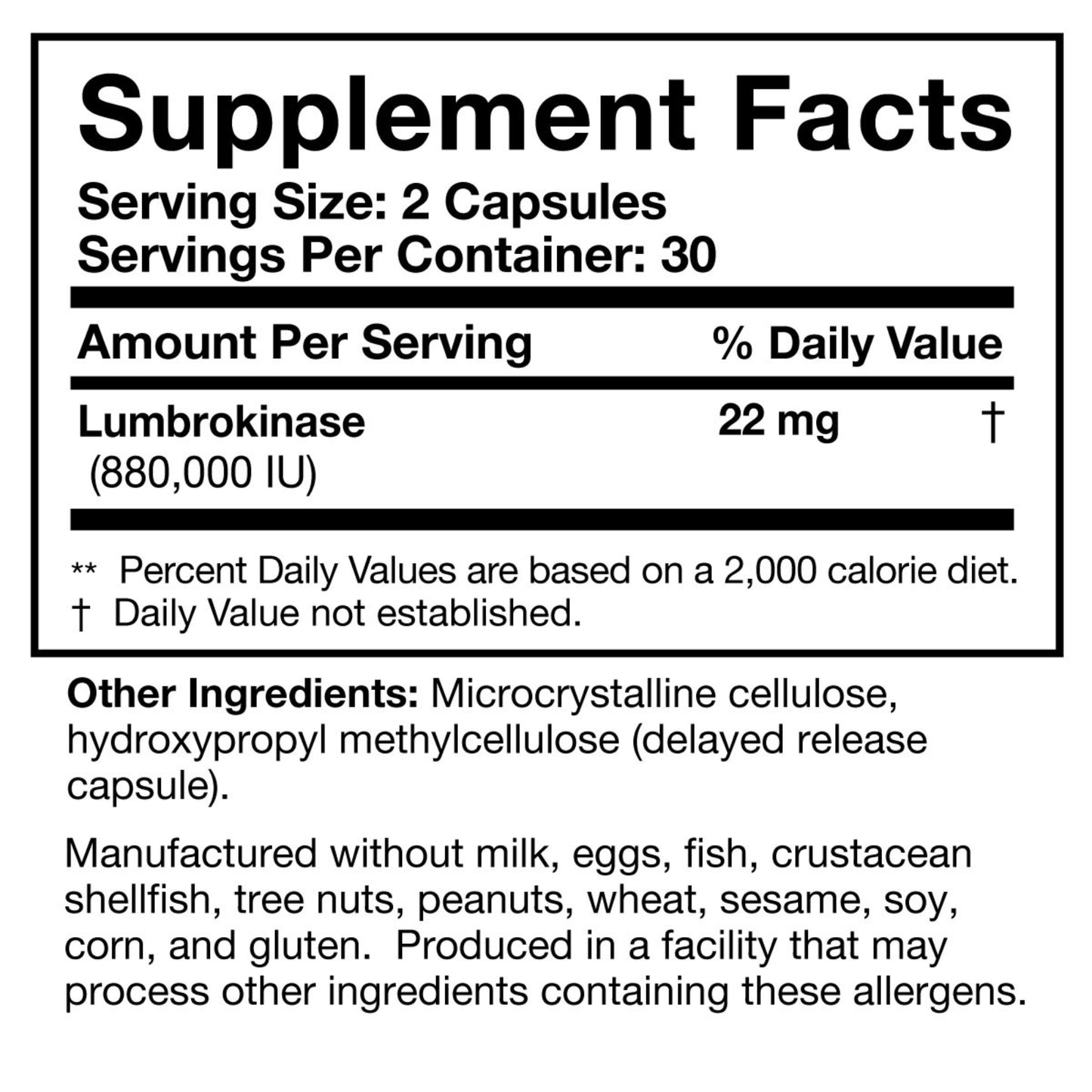 Researched Nutritionals, Lumbrokinase, 60 Capsules UPC 893295002947 | HiLife Vitamins