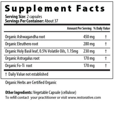 Restorative Formulations, Adaptogen, 75 Capsules UPC 850030558060 | HiLife Vitamins