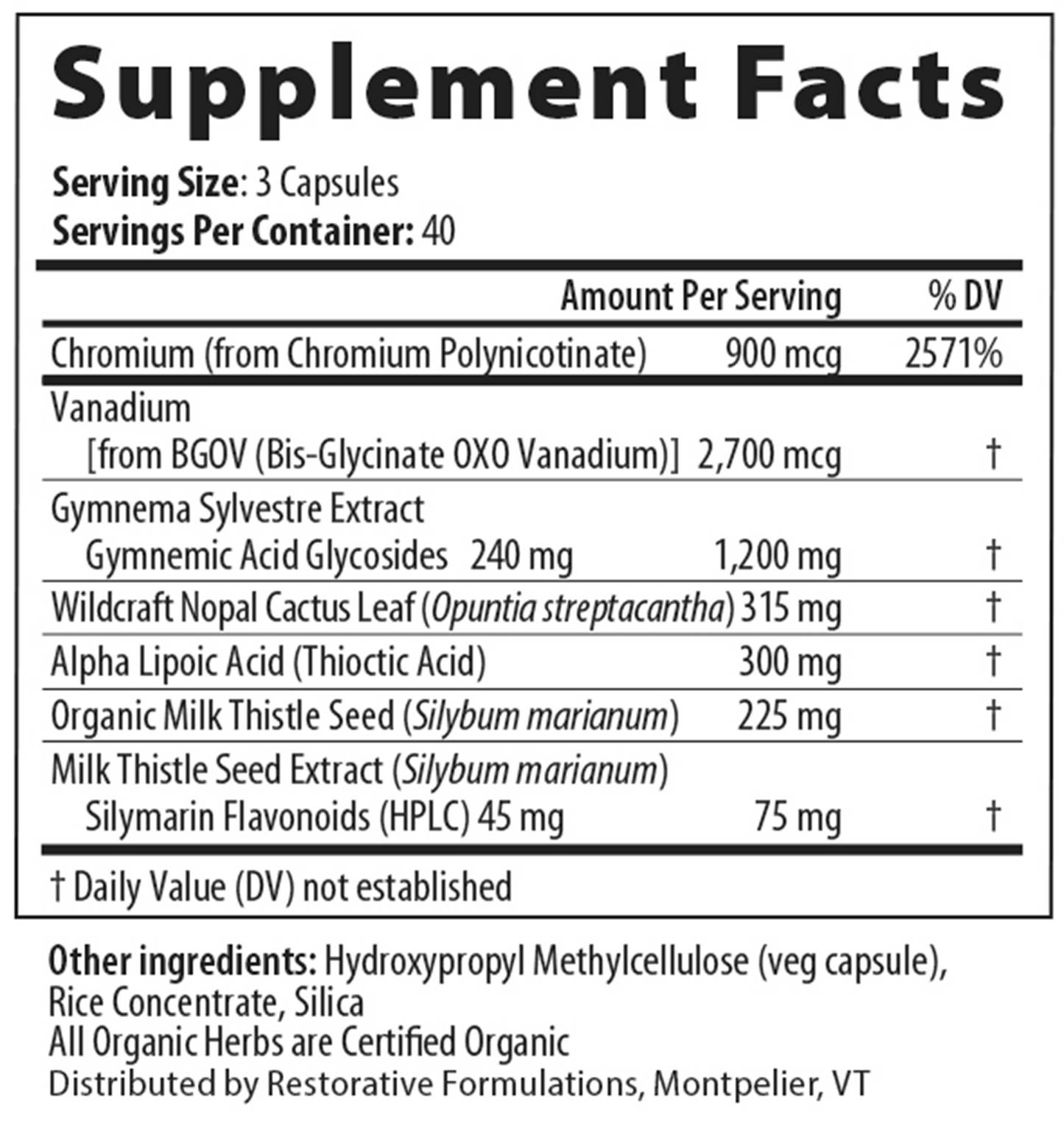 Restorative Formulations, Glucose Balance Px, 120 Capsules UPC 850030558282 | HiLife Vitamins