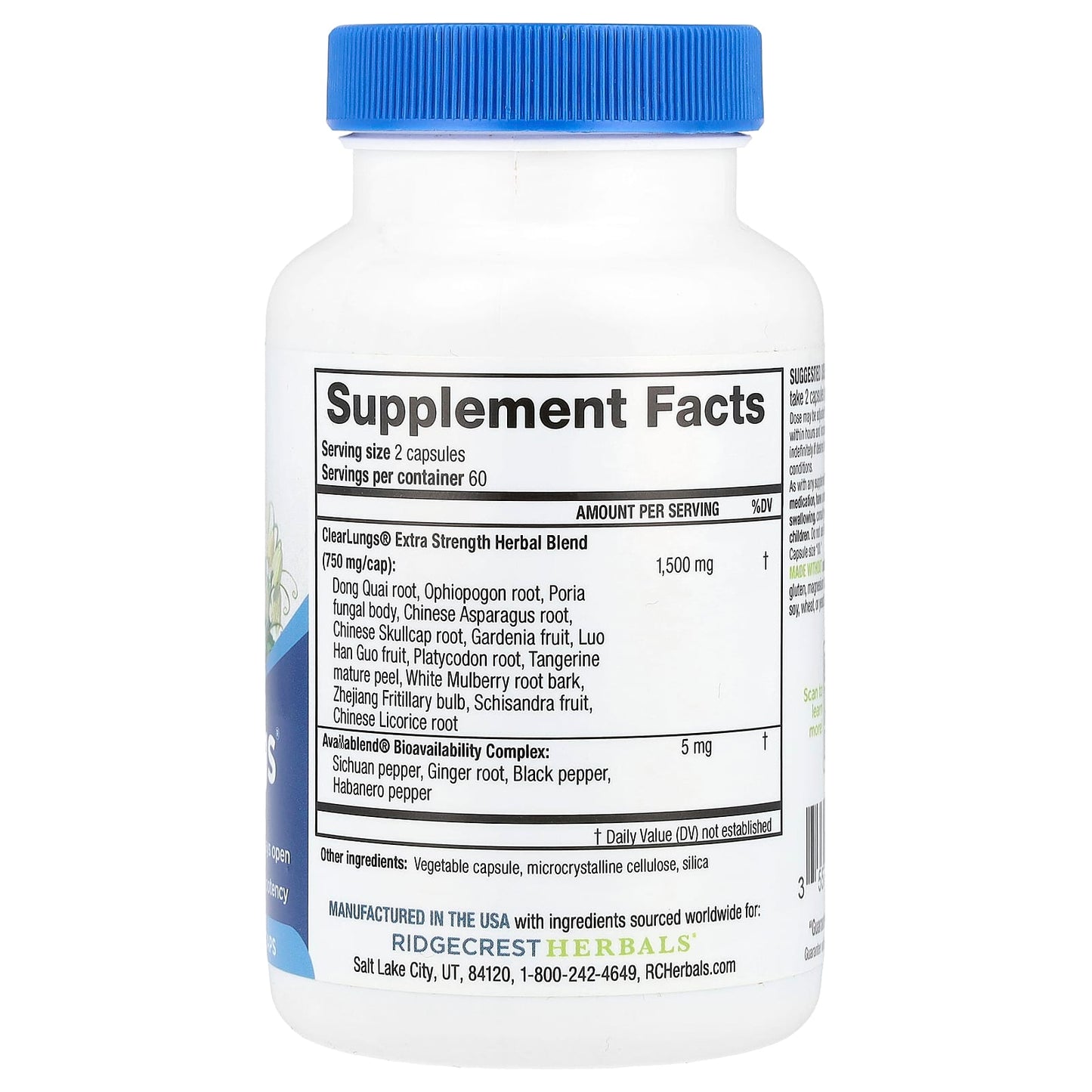 Ridgecrest Herbals, ClearLungs, Extra Strength, 120 Vegan Capsules