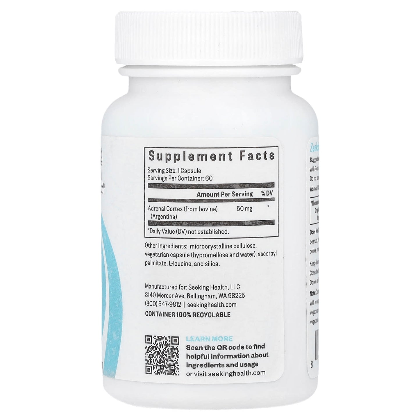 Seeking Health, Adrenal Cortex, 50 mg, 60 Capsules UPC 810007520094 | HiLife Vitamins